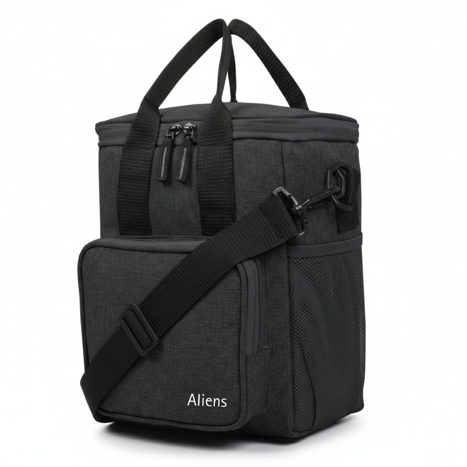 Aliensware Thermal Insulated Lunch Bag with Handle & Adjustable Shoulder Strap, Large Capacity Meal Bag/Tiffin Bag/Lunch Holder/Meal Container Picnic Bag for Food Storage,Office,Travelling Aliens-BLK