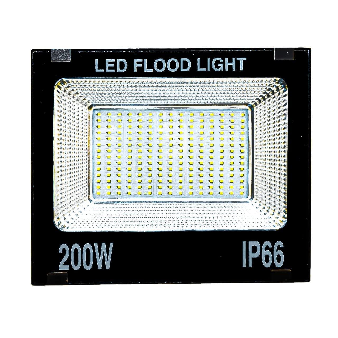 Gesto 200W LED Flood Light Outdoor Waterproof - IP66 With 120° Wide Beam | Aluminium Halogen Light, Focus Light for Factory, Garage, Parking (Cool White) - Pack of 1