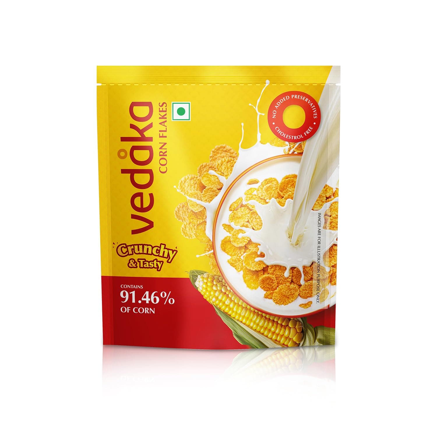 Amazon Brand - Vedaka Corn Flakes | 875 g | Super Saver Pack | Contains 91.46% of Corn | Crunchy & Tasty | Classic Breakfast Favorite | On-the-Go Snack | No Artificial Colours & Preservatives