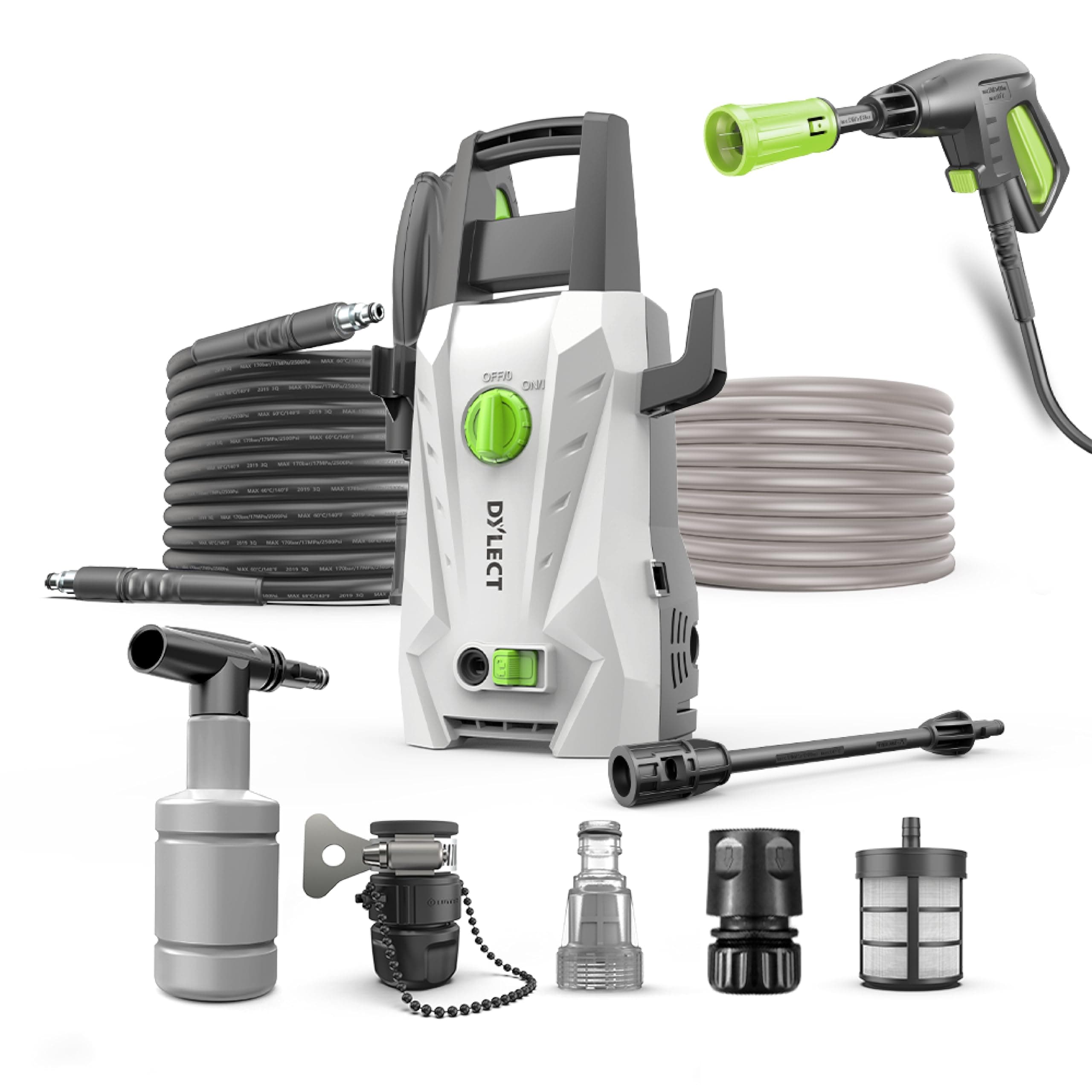 [Upgraded 2026] Dylect® Ultra Flow Plus High Pressure Car Washer, 1900W Motor, 140 Bar Pressure, 6.5L/Min Flow Rate, Upright Design for Car, Bike & Home Cleaning, Now with 8M Hose, Incl 11 Accessories