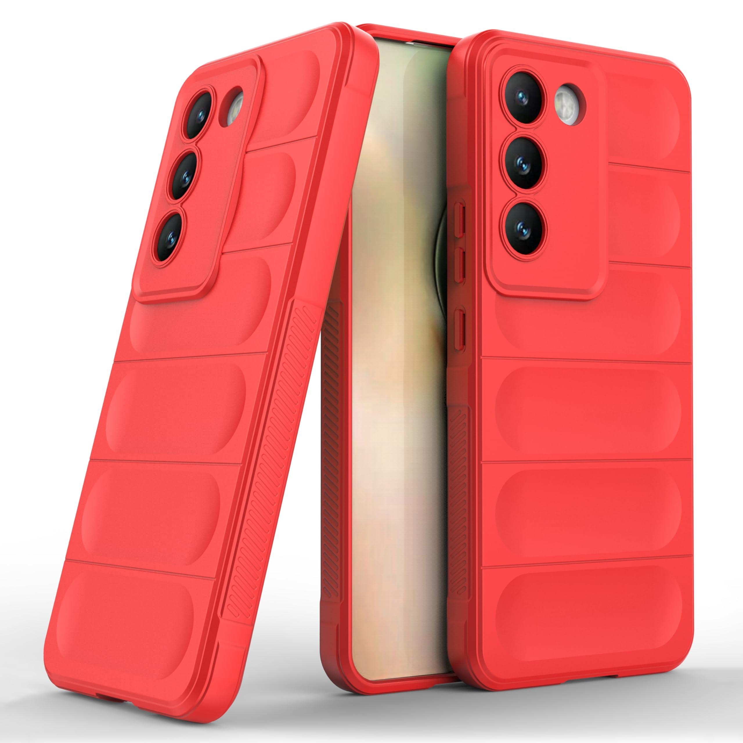 Zapcase Back Case Cover for Vivo T3 5G | Compatible for Vivo T3 5G Back Cover | Liquid Silicon Magic Case with Camera Protection | Red
