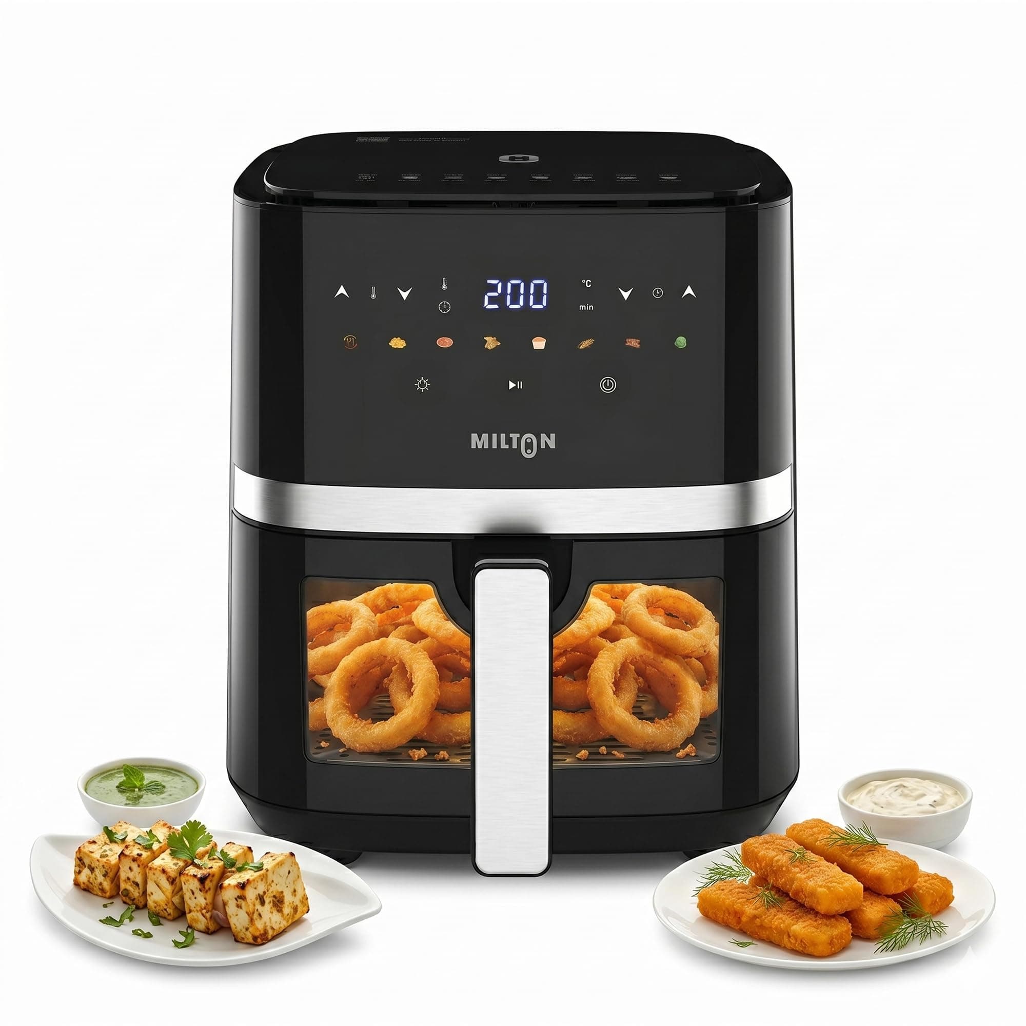Milton Rapid Digital Air Fryer 5L | 1450W | 360° High Speed Air Circulation | Up to 90% Less Oil Usage | 8 Preset Menus | Touch Control Panel & Digital Display | Auto Shut-Off | 1 Year Warranty