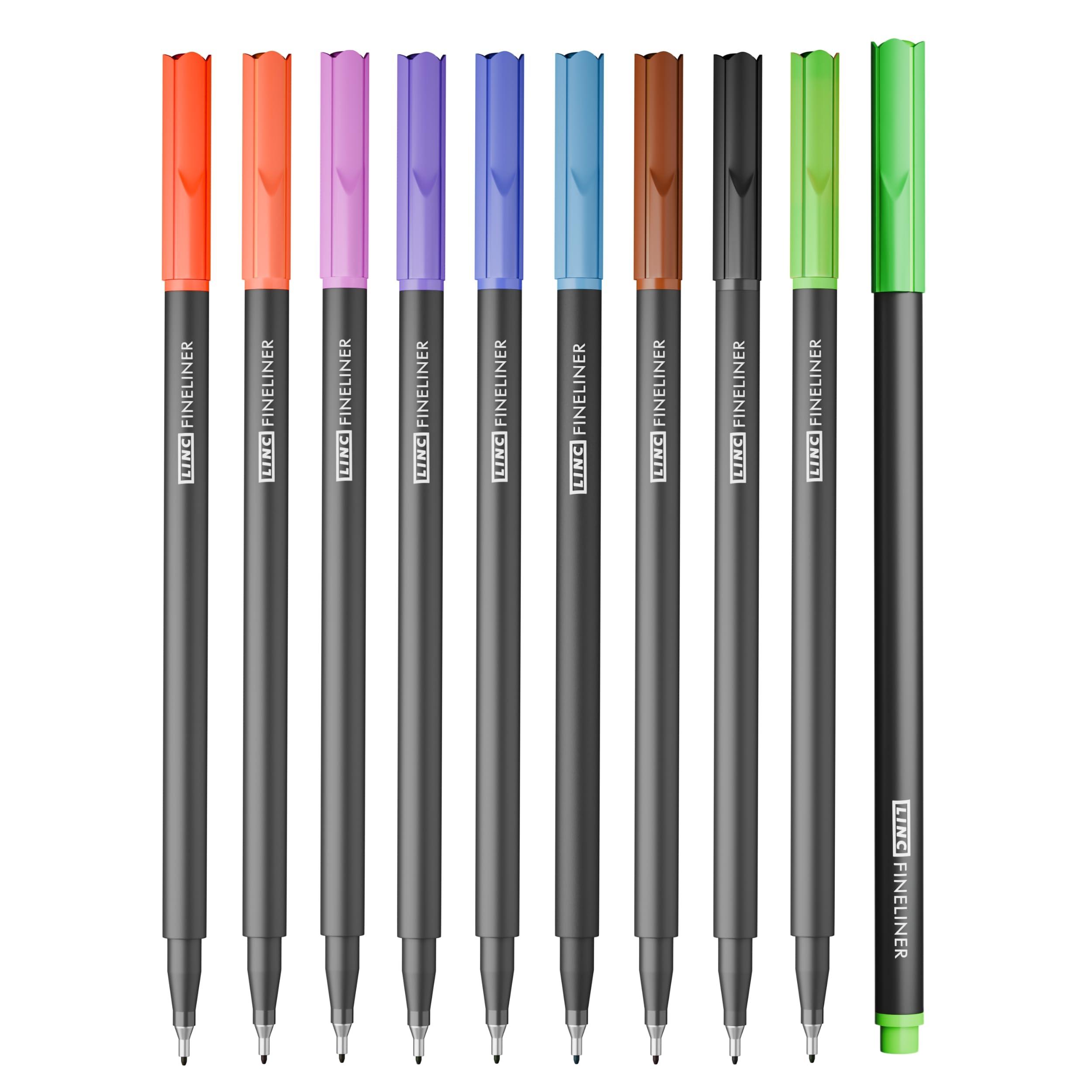 Linc Fineliner Marker Pens, 0.4 mm (Multicolor, Pack of 10)