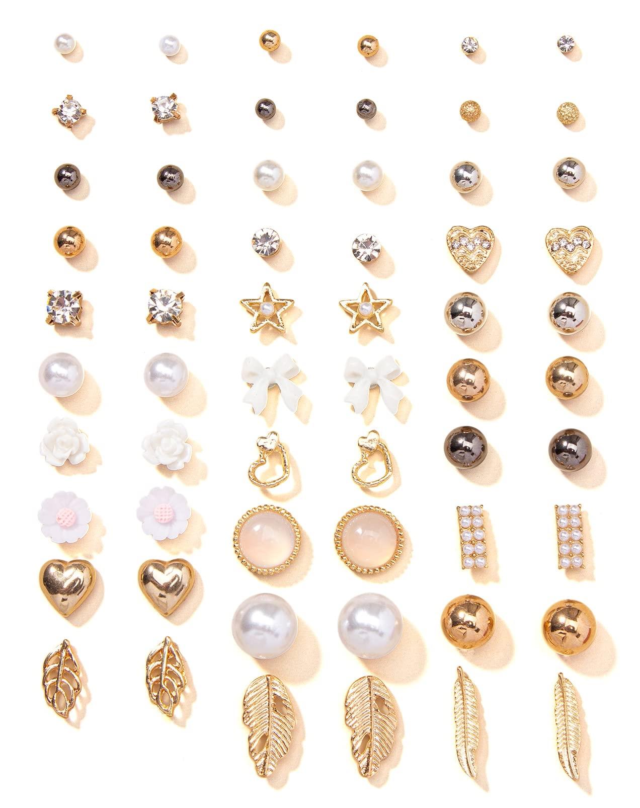 Shining Diva Fashion 30 Pairs Earrings Combo Set Latest Stylish Crystal Pearl Earrings for Women and Girls (rrsd14782er)