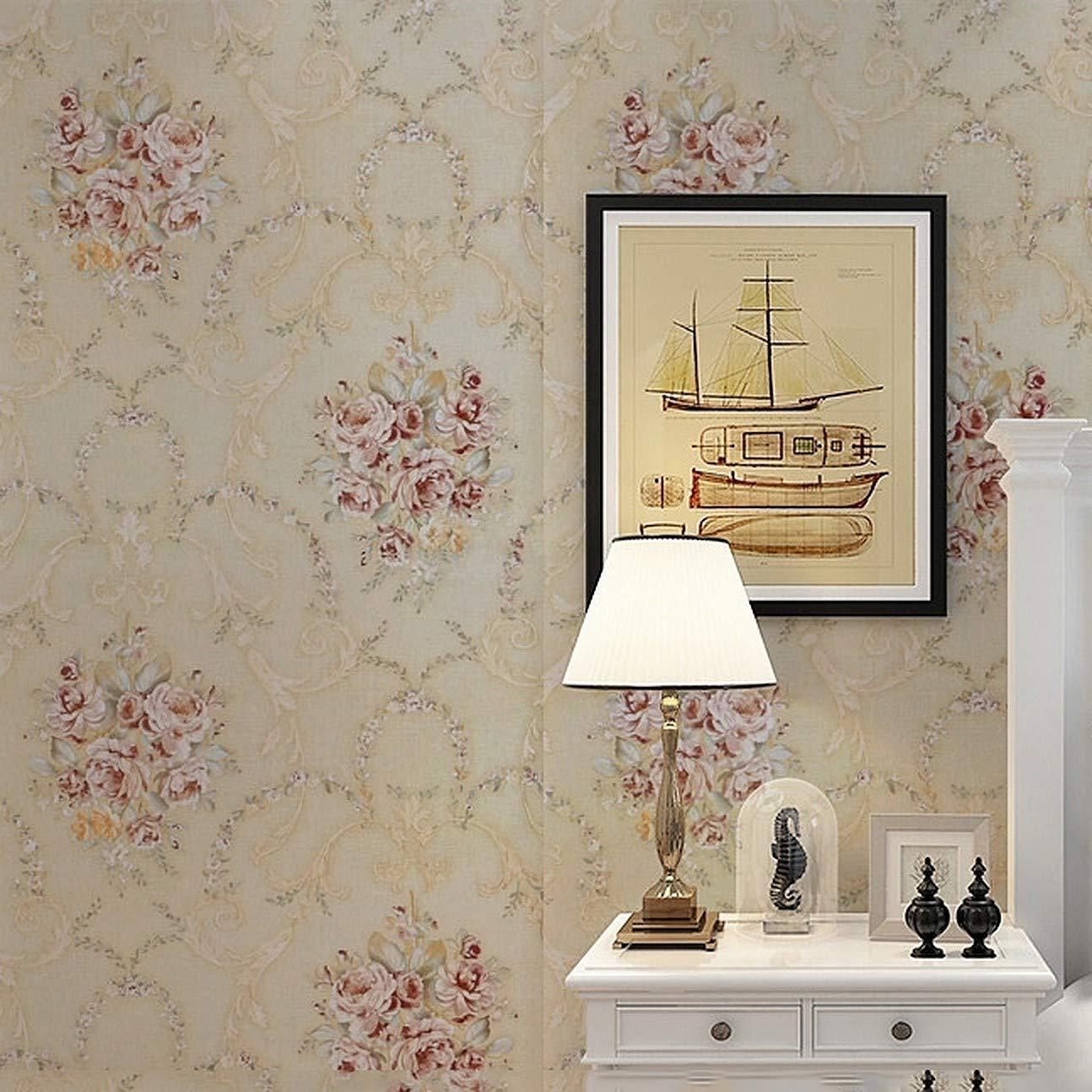 wolpin DIY Botanical Wallpaper (45 x 1000 CM, Mustard Yellow) | Floral Damask Self Adhesive Wall Sticker Roll | Decorative Wallpaper for Living Room Bedroom Sofa Background Home Décor