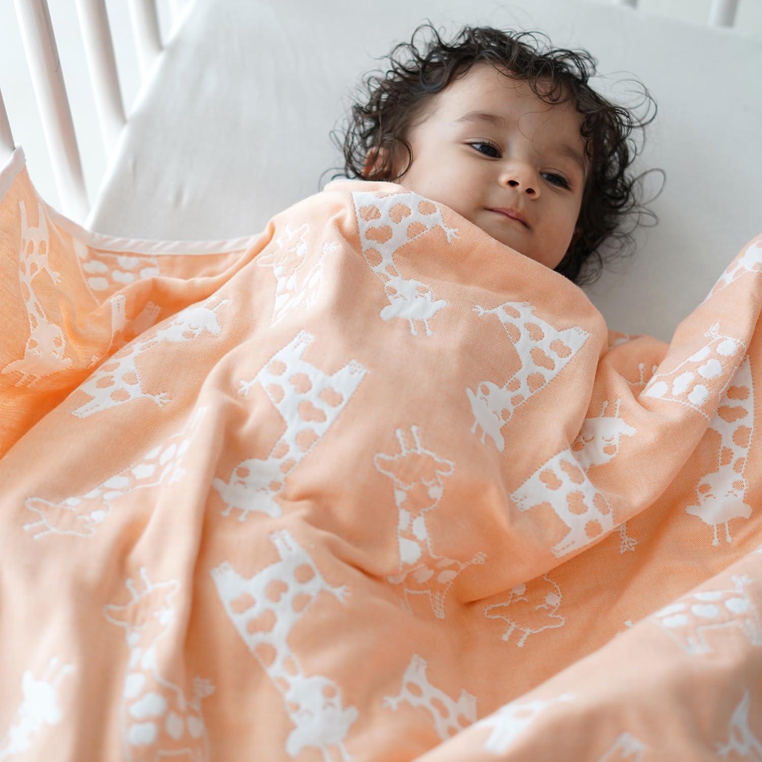 TIDY SLEEP Baby Muslin Blanket | 6 Layer 100% Cotton | Soft Swaddle Wrap for Newborn 0-2 Years | Breathable & Washable | Blue Robot Print | 100 x 90 cm
