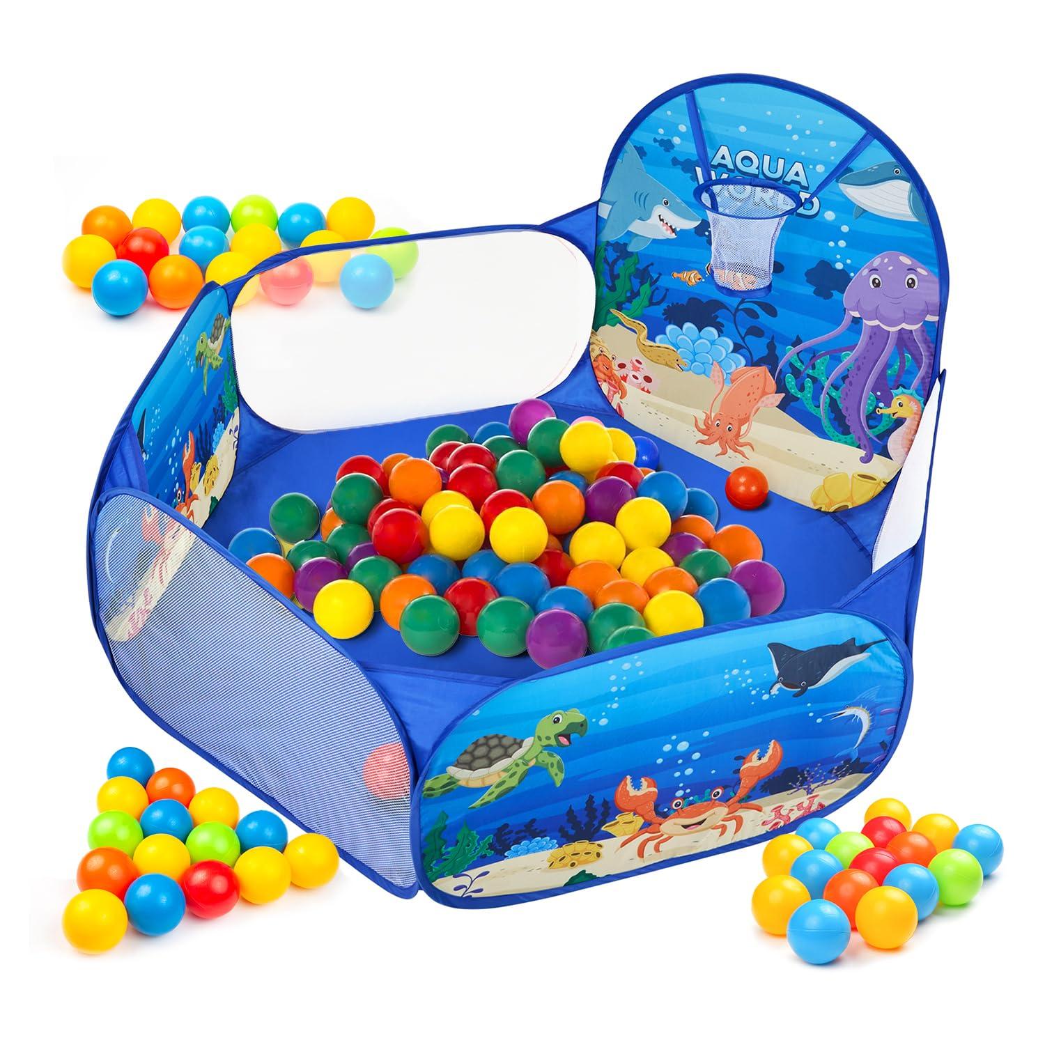 Amazon Brand - Jam & Honey Kid Aquatic Ball Pool, Ball Pit Structure (with 30 Balls) Multicolour