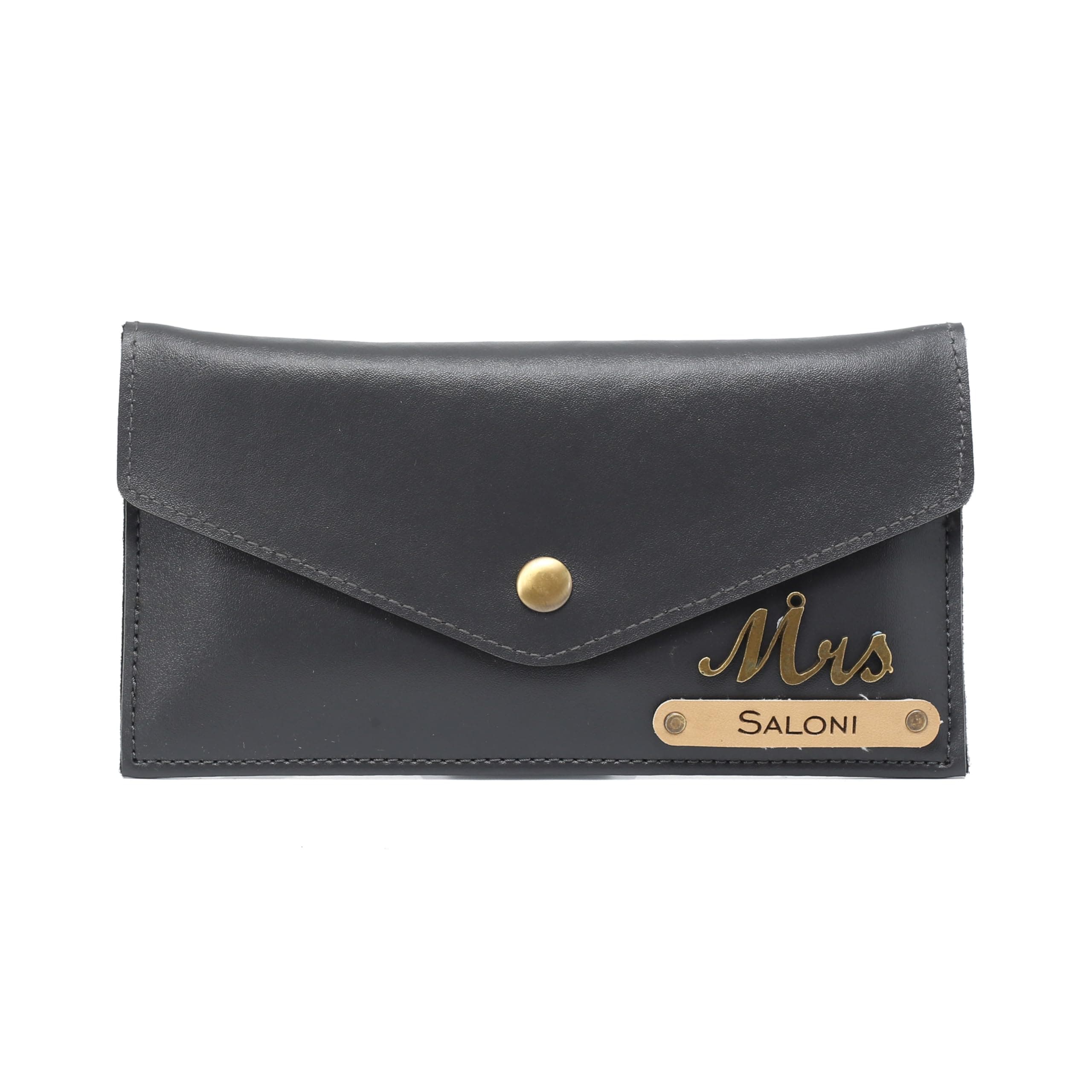 AICA Personalised Name & Charm Leather Womens Wallet (H525Grey)