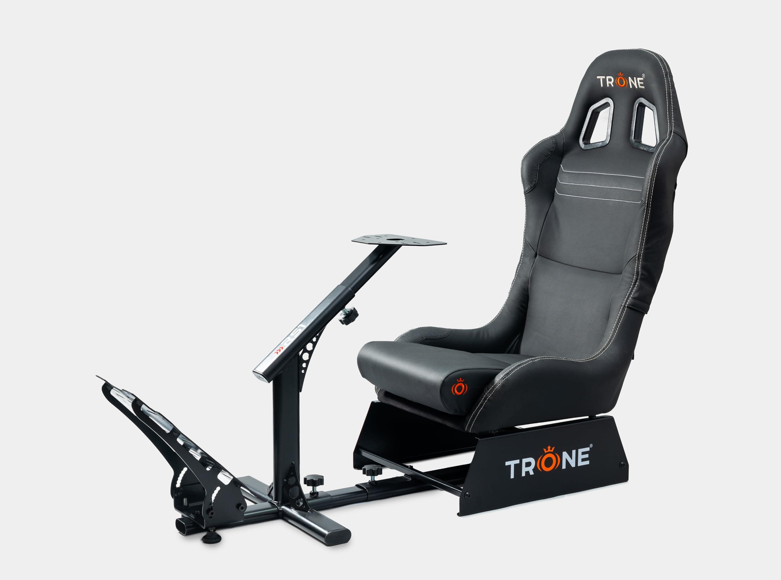 TRONE RS1 Charcoal Leather Racing Simulator Gaming Chair with Seat and Cockpit | Compatible with Logitech PXN V10, V99, G923, G29, G920 | Xbox One, PS4, PS5, PC (RS1-Charcoal- Leather-c)