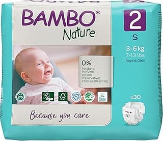 Bambo Nature Premium Baby Tape Diapers for Baby Small Size (3-6 Kgs) - Super Absorbent, Breathable, Extra Soft, Dermatologically Tested, Hypoallergenic Infant Nappies With Wetness Indicator, 30 Count