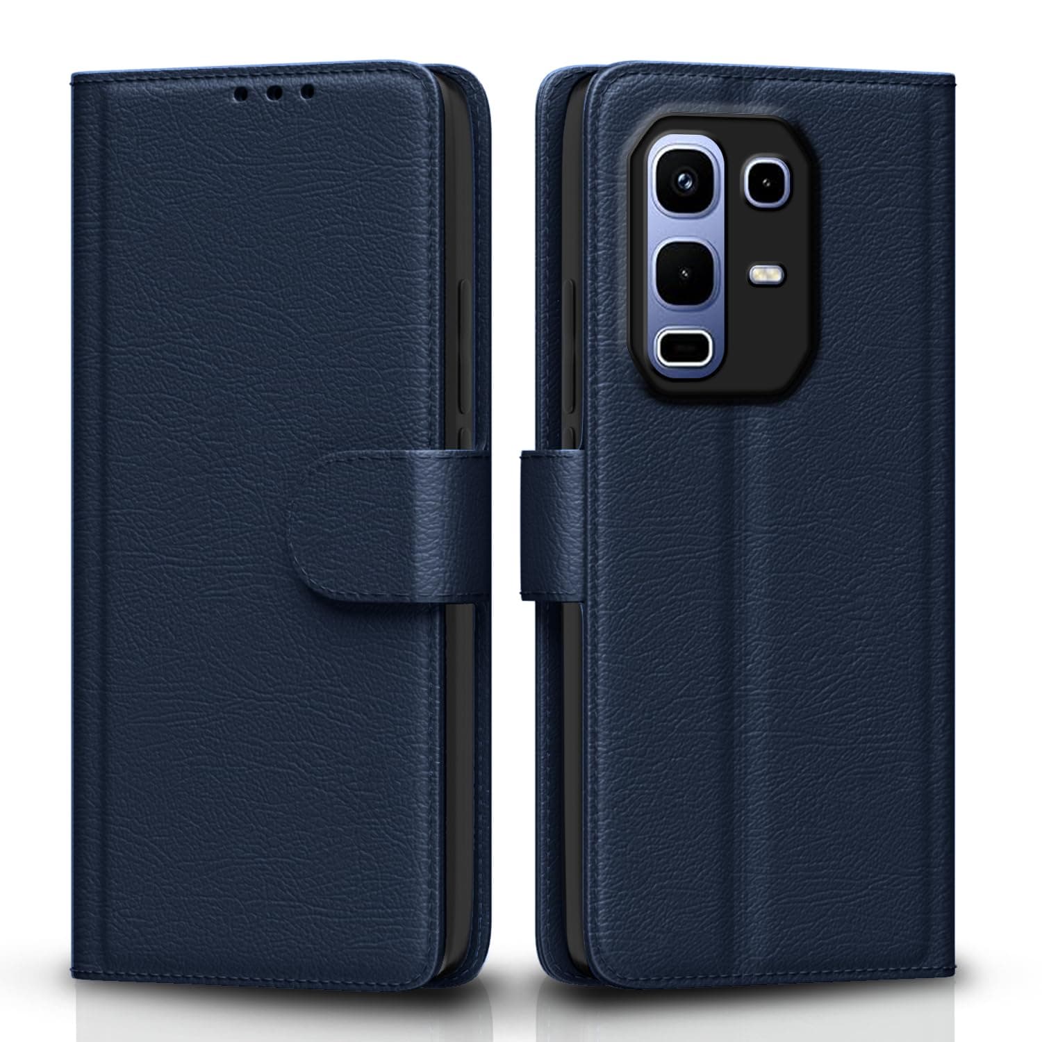 Pikkme Flip Cover for Infinix Note 50s 5G Leather Finish | Inside TPU with Card Pockets | Wallet Stand and Shock Proof | Complete Protection Flip Case (Blue)