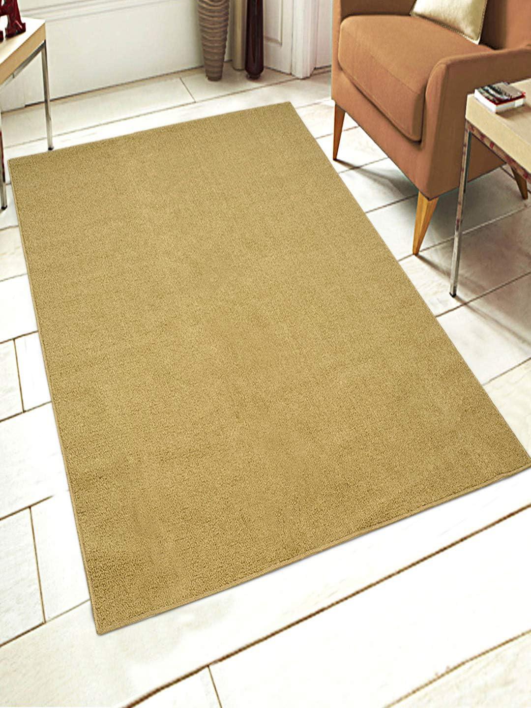 Saral Home Polypropylene Anti Skid Carpet - Gold. 180X270 cm