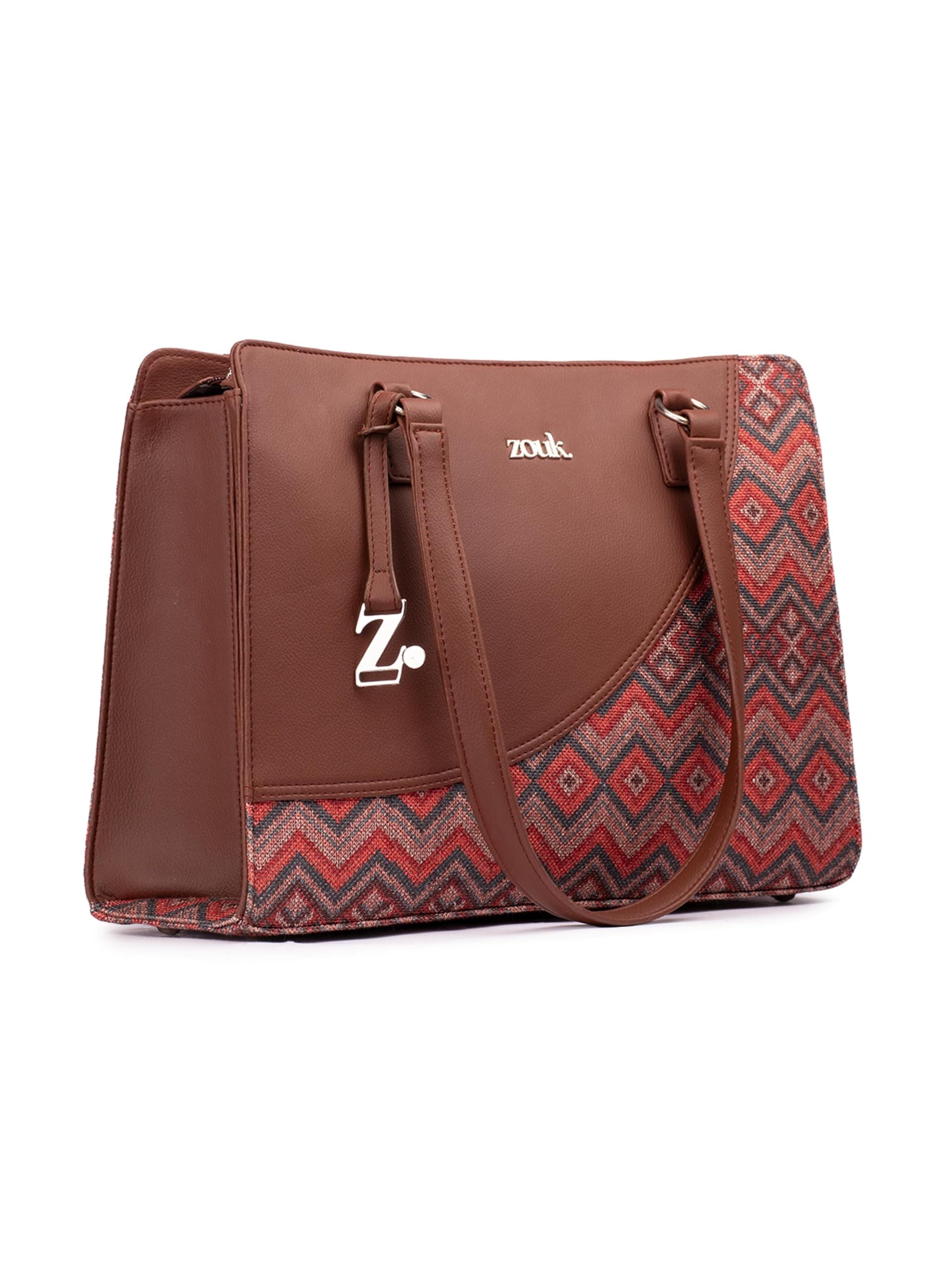 ZOUK Office Essential Bag | Jute | Vegan Leather Handcrafted Tote Bag With Double Handle Shoulder Strap | Gwalior Weaves