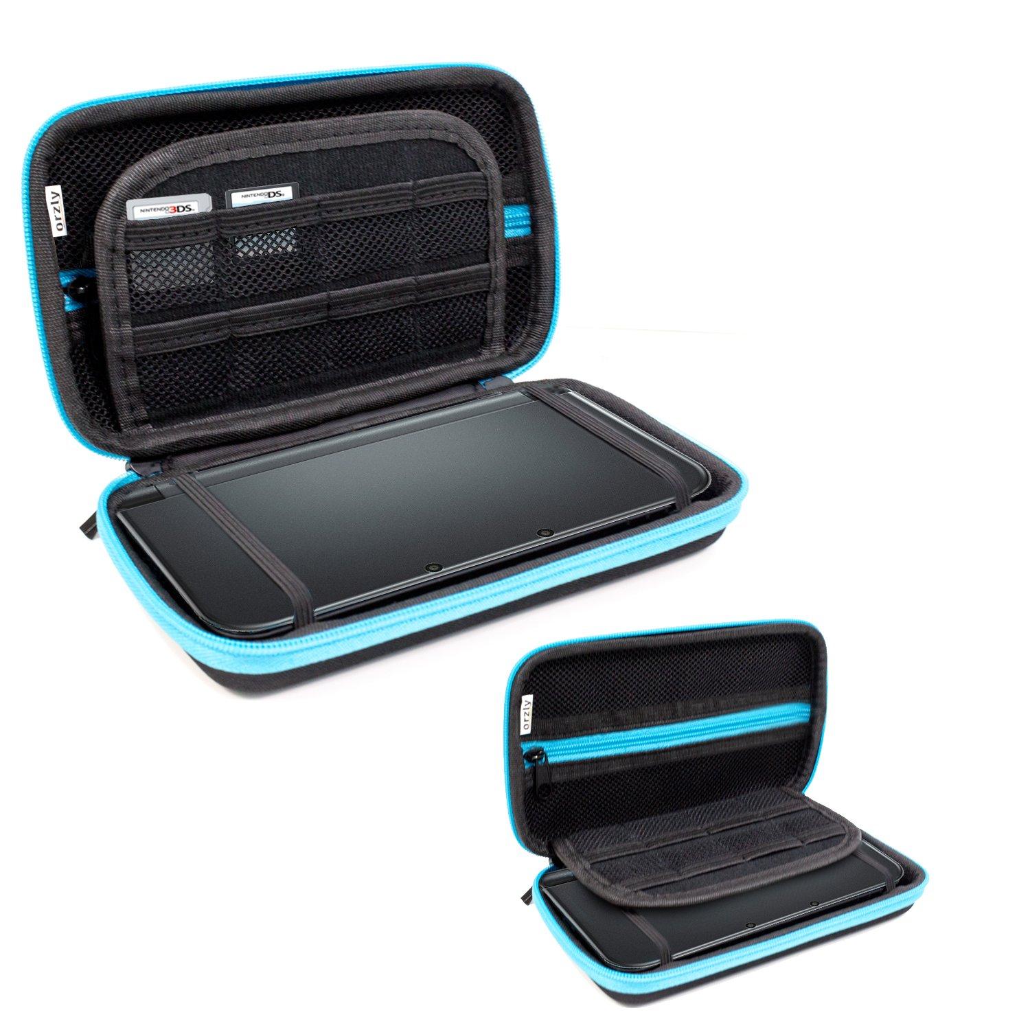 Orzly Protective Hard Shell Portable Blue and BlackTravel Case Pouch for Nintendo 3DS XL