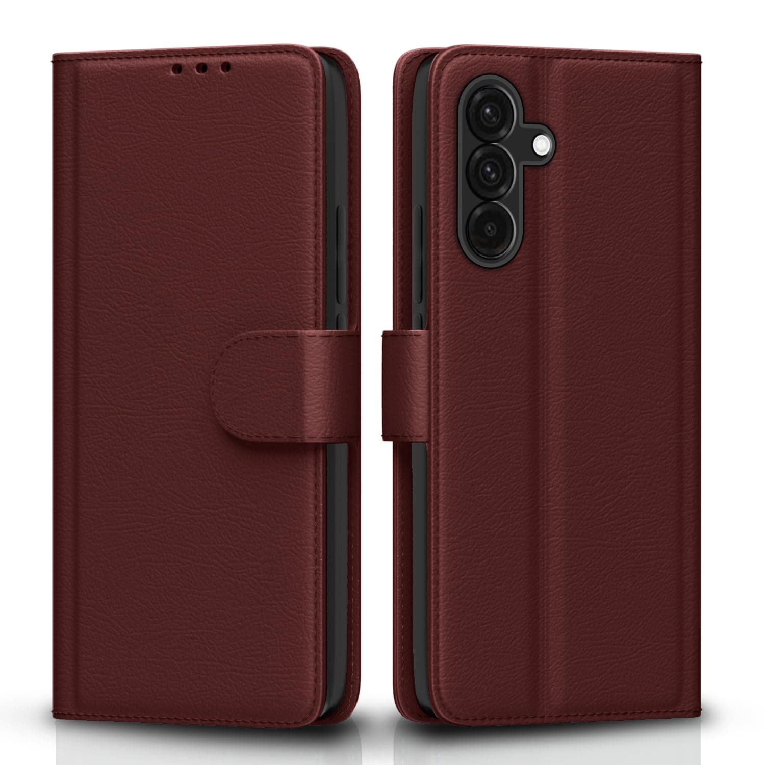 Pikkme Flip Cover Leather Finish | Inside TPU with Card Pockets | Wallet Stand and Shock Proof | Complete Protection Flip Case for Samsung Galaxy A56 5G(Brown)