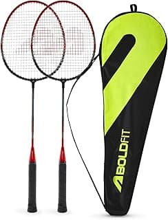 Boldfit Badminton Rackets Aluminium Badminton Racket with Full Cover Bag Standard Shuttle Bat Match Shuttle Bats Lightweight Badminton Shuttle Bat - Blue