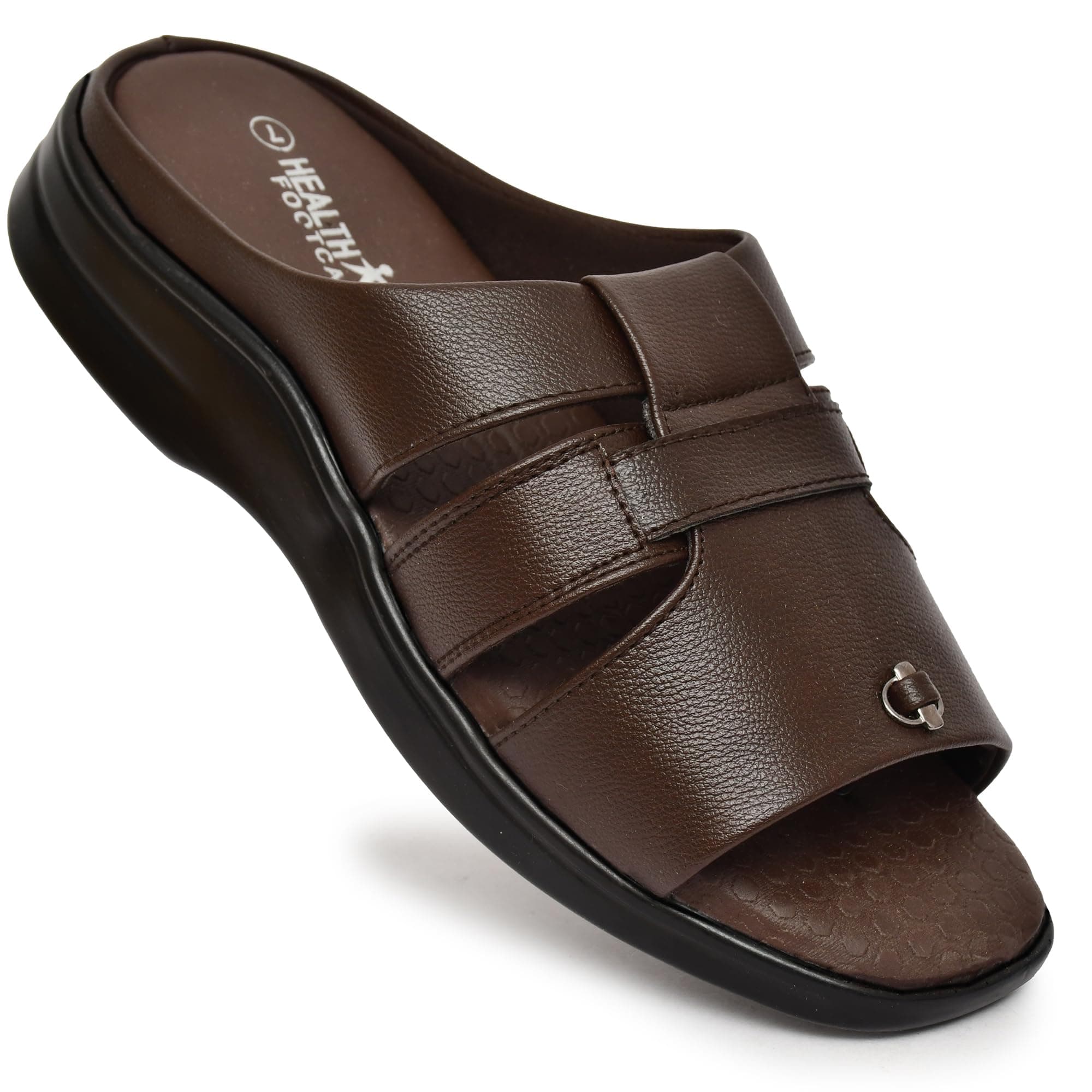 HEALTH FIT Men's Extra Soft Diabetic & Orthopedic Slippers/Doctor Sole Chappal & Comfortable Lightweight Foortwear-702Br 10 Uk, Brown