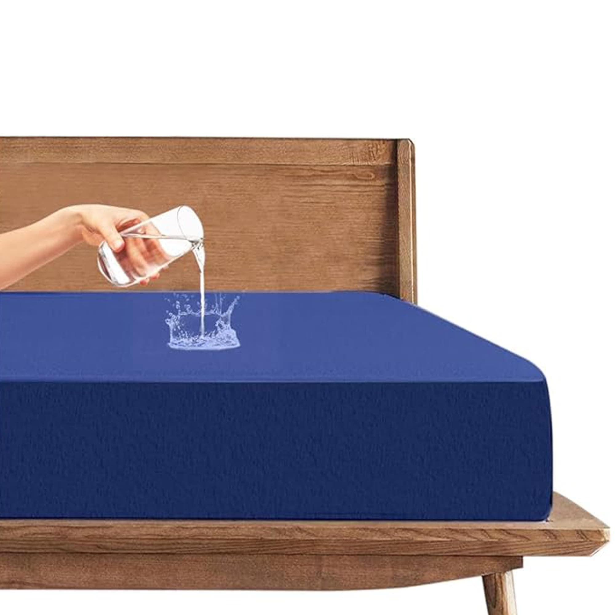 Trance Cotton Feel Terry Ultra Soft Waterproof Mattress Protector King Size | Breathable - Hypoallergenic Mattresses Cover King Size (78x72 inch | 6.5x6 feet, Classic Blue - Pack of 1)