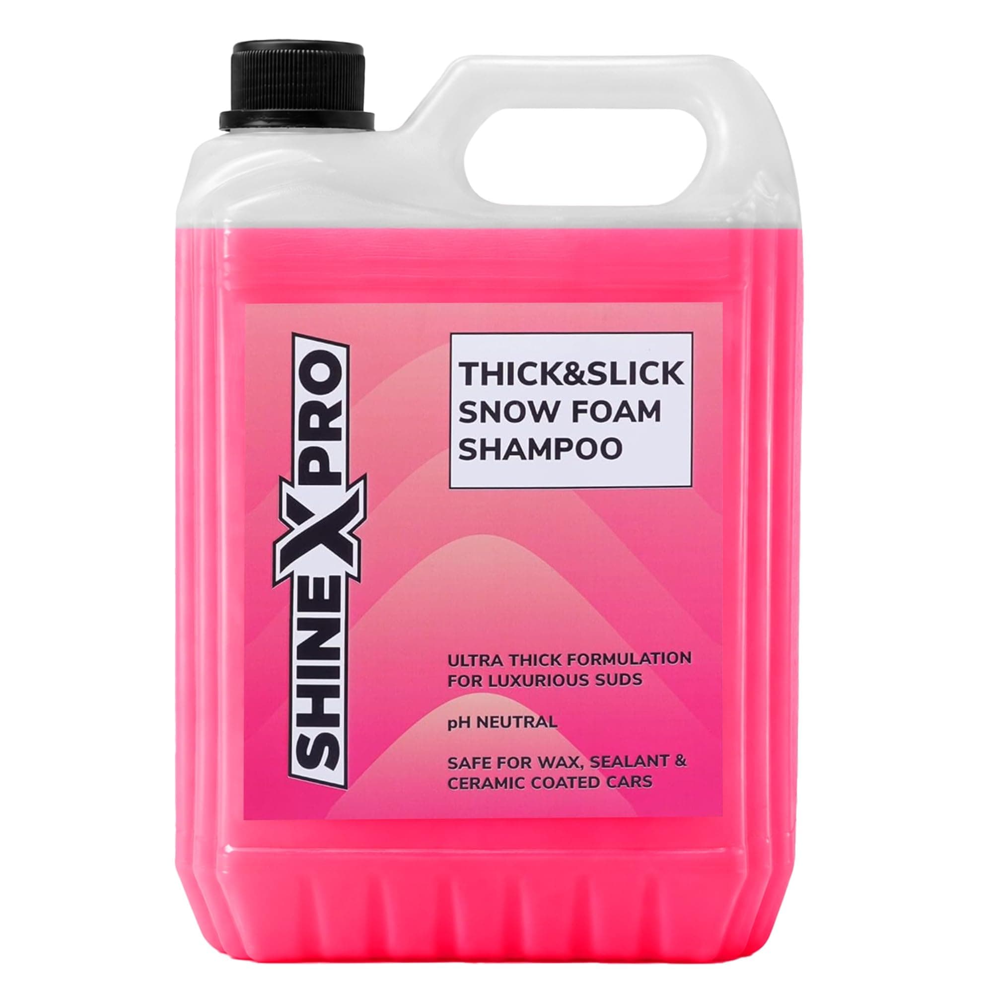 ShineXPro 5L SuperThick Car Wash Shampoo Concentrate - pH Neutral, Thick Suds - Thick&Slick Snow Car Foam Shampoo That Works With Both Bucket Wash And Foam Cannon (5 L)