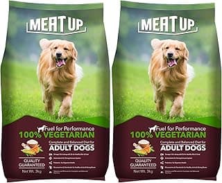 Meat Up Adult Dry Dog Food 6kg (3kg + 3kg) | 100% Vegetarian | Supports Healthy Skin & Beautiful Coat | Rich in Antioxidants | Enriched with Vitamins & Minerals