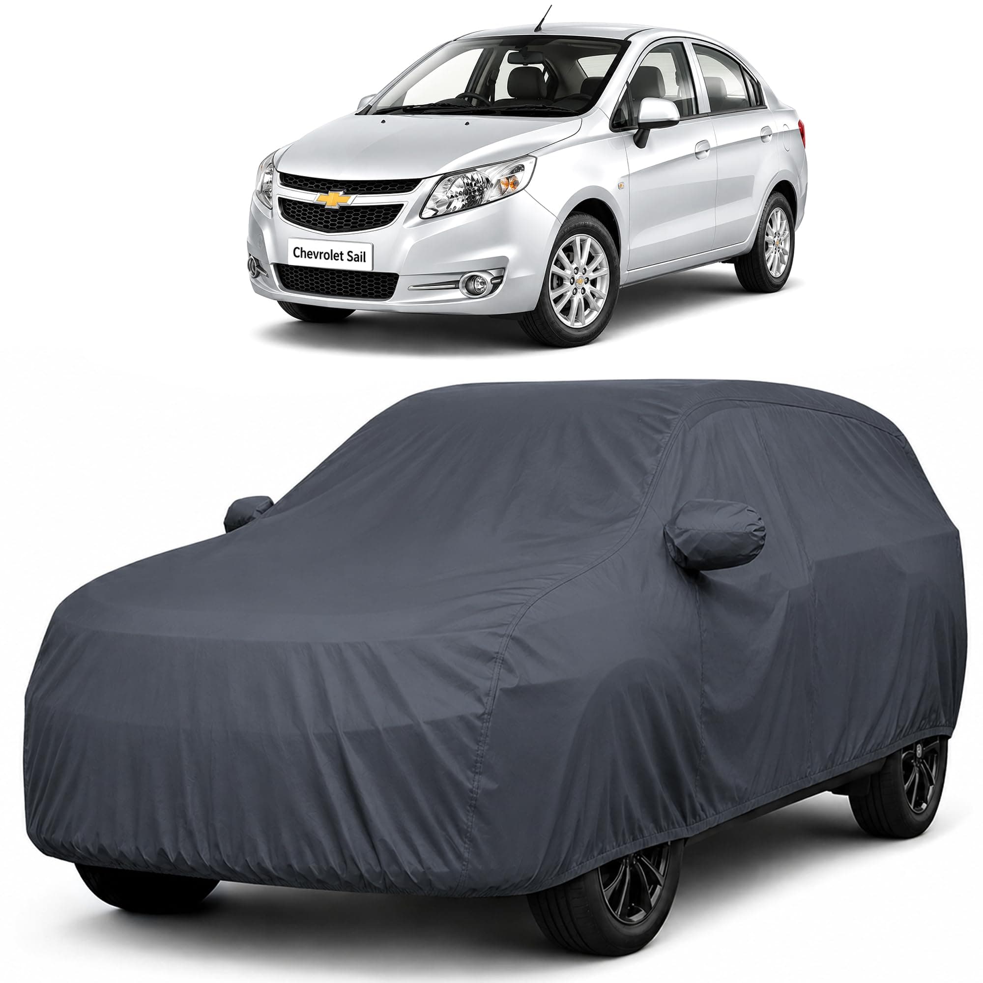 Autofact Car Body Cover Compatible with Chevrolet Sail | Custom Fit Car Cover |100% Waterproof | Triple-Stitched Lightweight Fabric | Dustproof | Indoor & Outdoor Use | Elastic Bottom