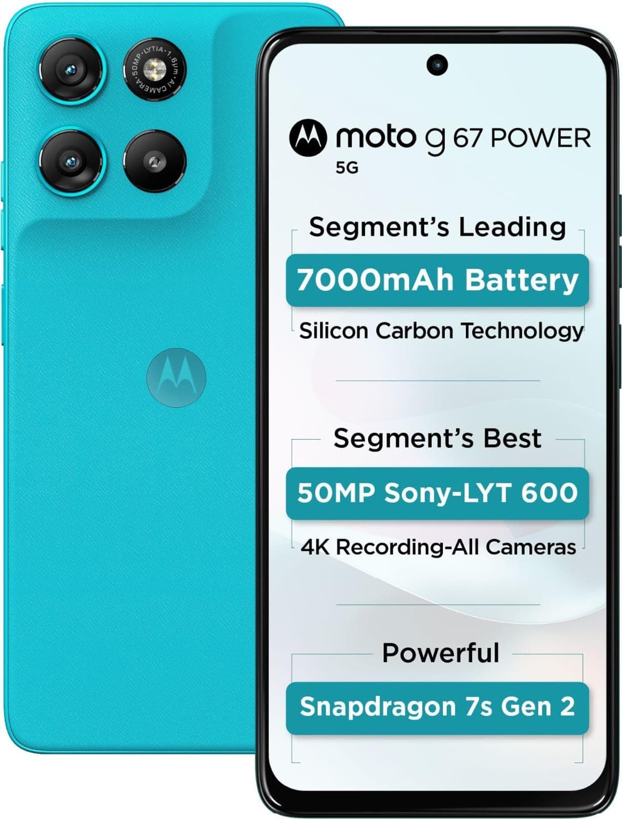 Motorola G67 Power (Pantone Blue Curacao, 8GB RAM, 128GB Storage)