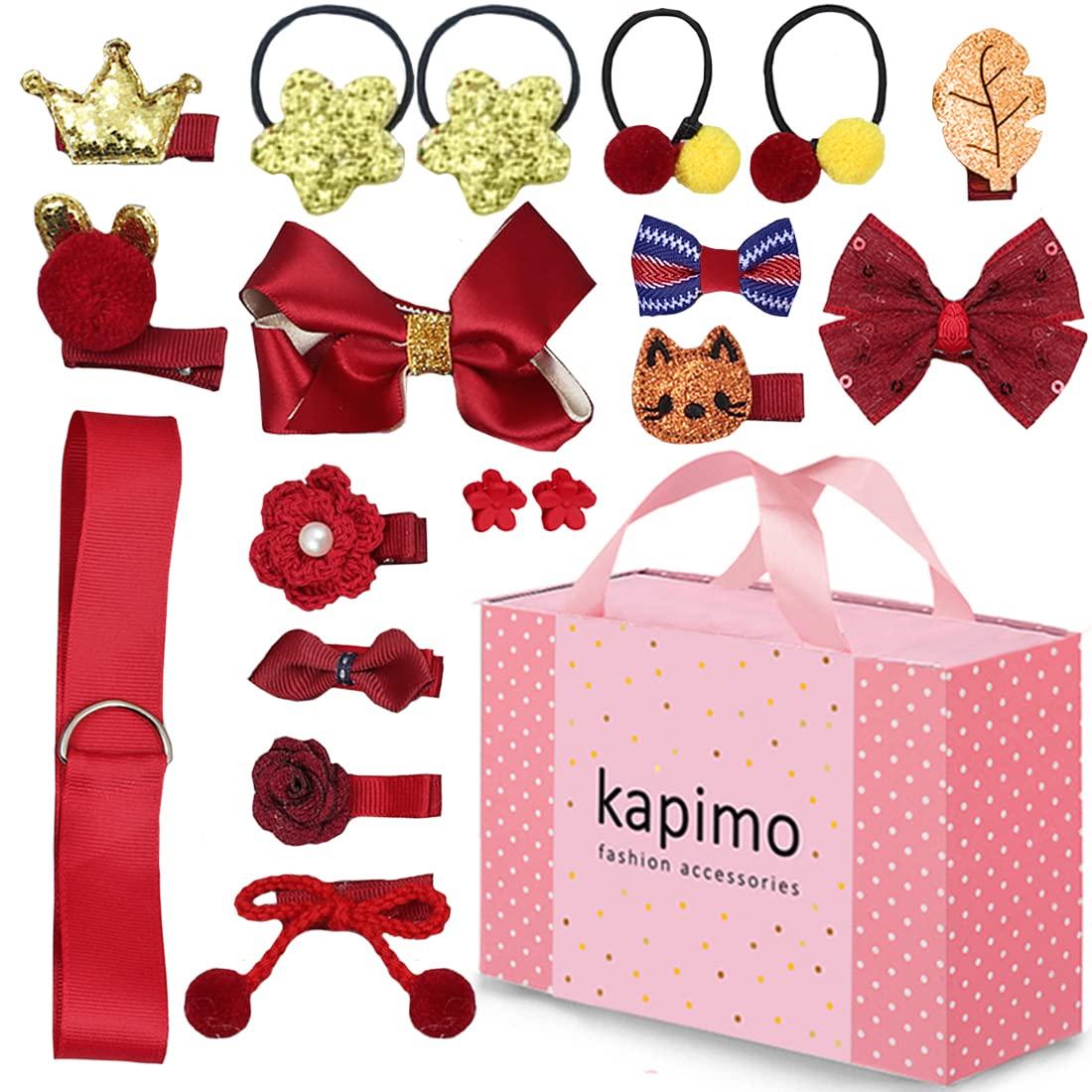 kapimo 18 Pcs Hair Clips for Baby Girls Kids Hair Accessories (Red)