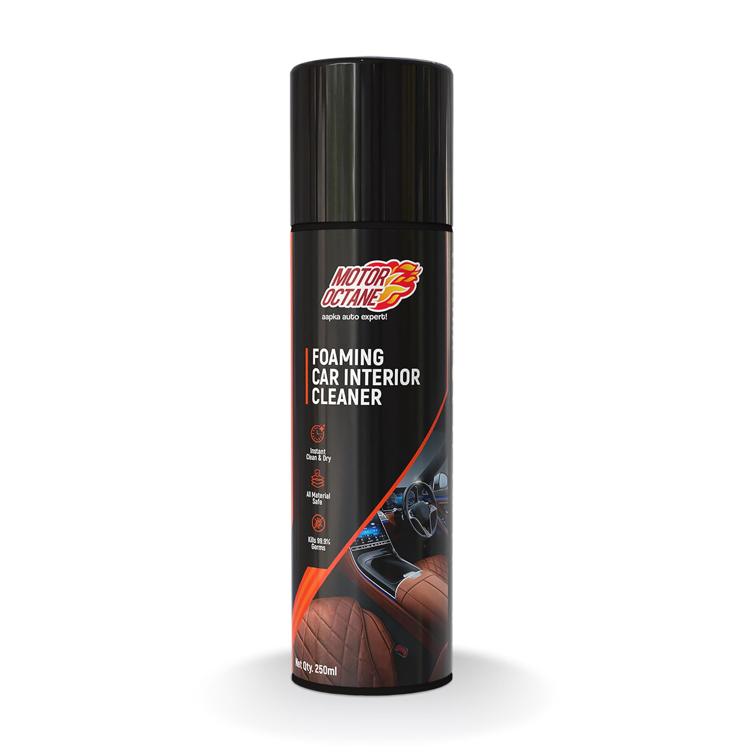 MotorOctane Foaming Car Interior Cleaner | 260g | Kills 99.9% Germs | Multi-Surface Cleaner for Upholstery, Dashboard, Leather, Fabric and Vinyl | Removes Tough Stains and Dirt Inside the Car.