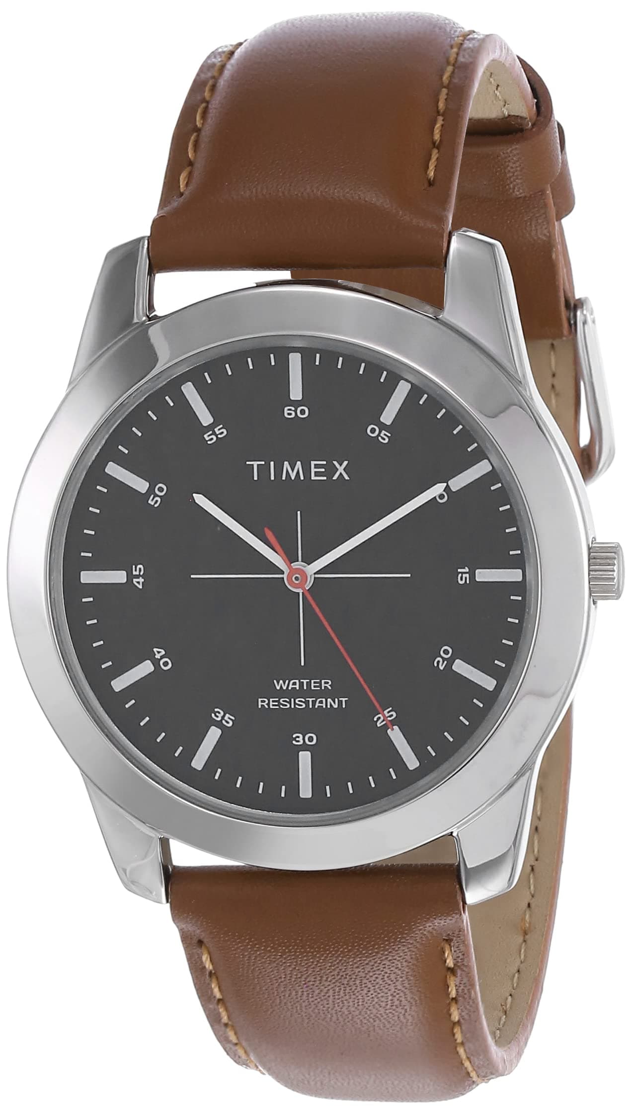 TIMEX Classics Analog Watch for Man with Black Round Dial & Tan Leather Strap Band Water Resistant Men's Wrist Watches - TW00ZR264E