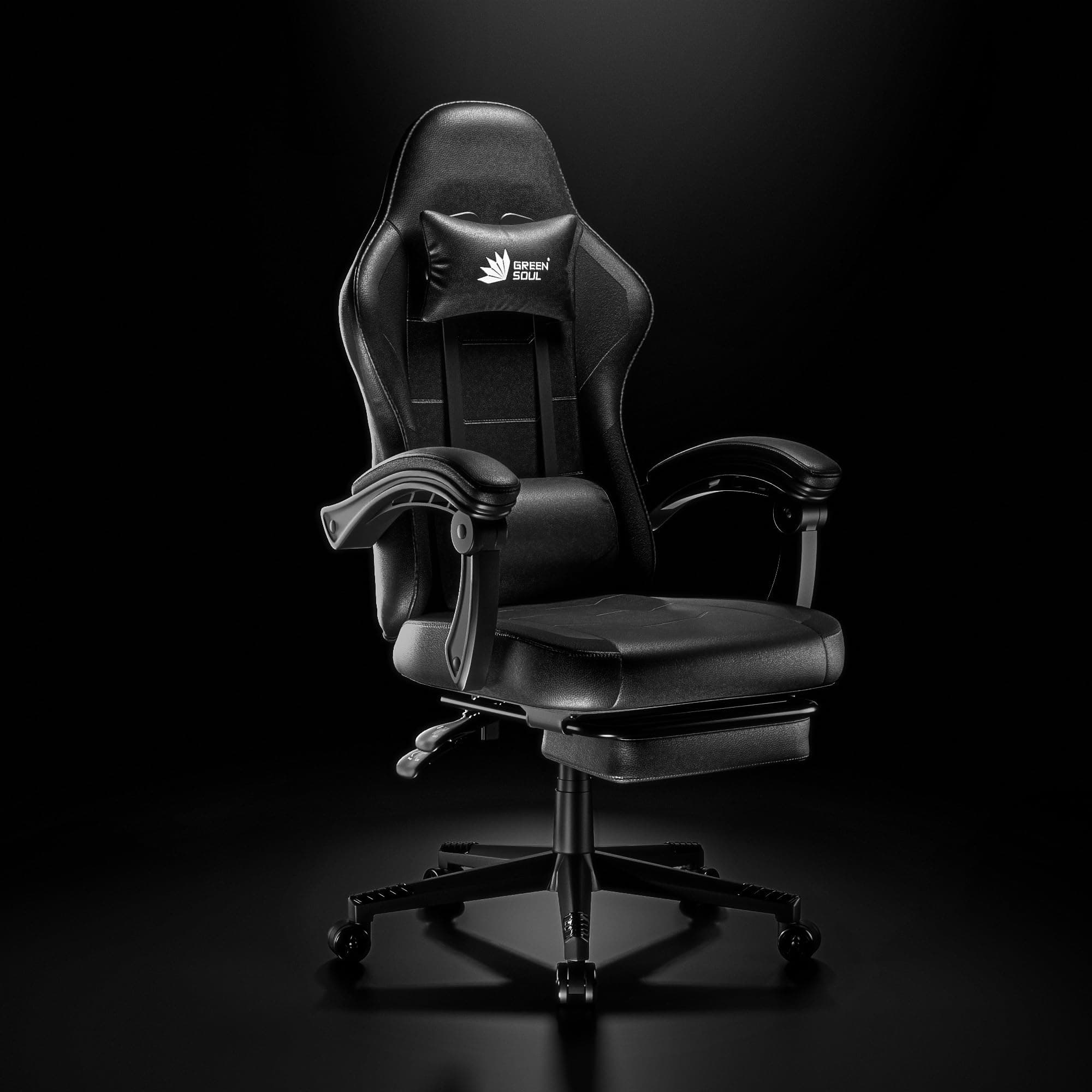 Green Soul Blade Ergonomic Gaming Chair | Leatherette | Multi-Functional Computer Chair | Integrated Massager | ErgoSync Armrest | Retractable Footrest | 1 Year Warranty (Black)