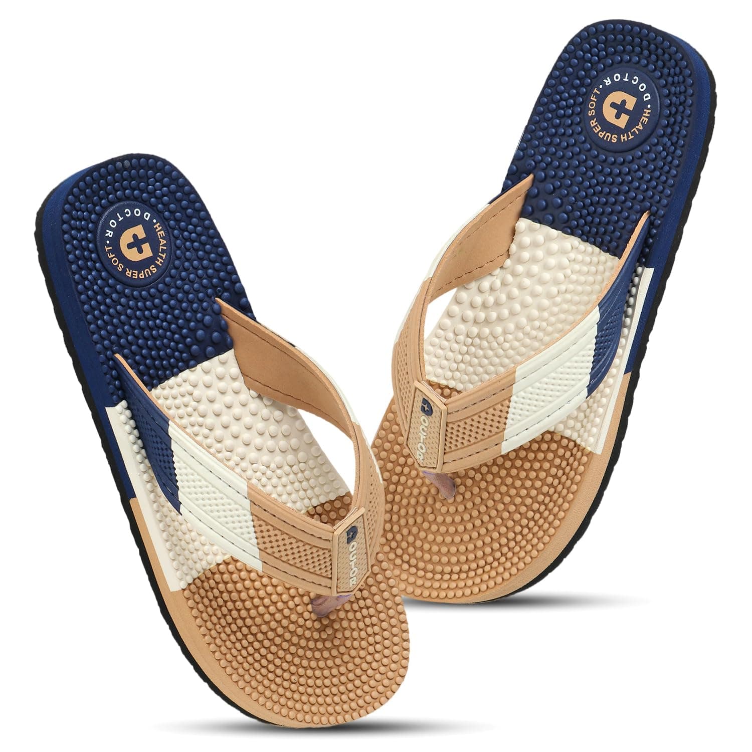 DOCTOR HEALTH SUPER SOFT Men’s Massage Flip Flops | Textured Footbed Comfortable EVA Slippers | Anti-Slip Lightweight Thong Sandals for Indoor Outdoor Casual Everyday Wear