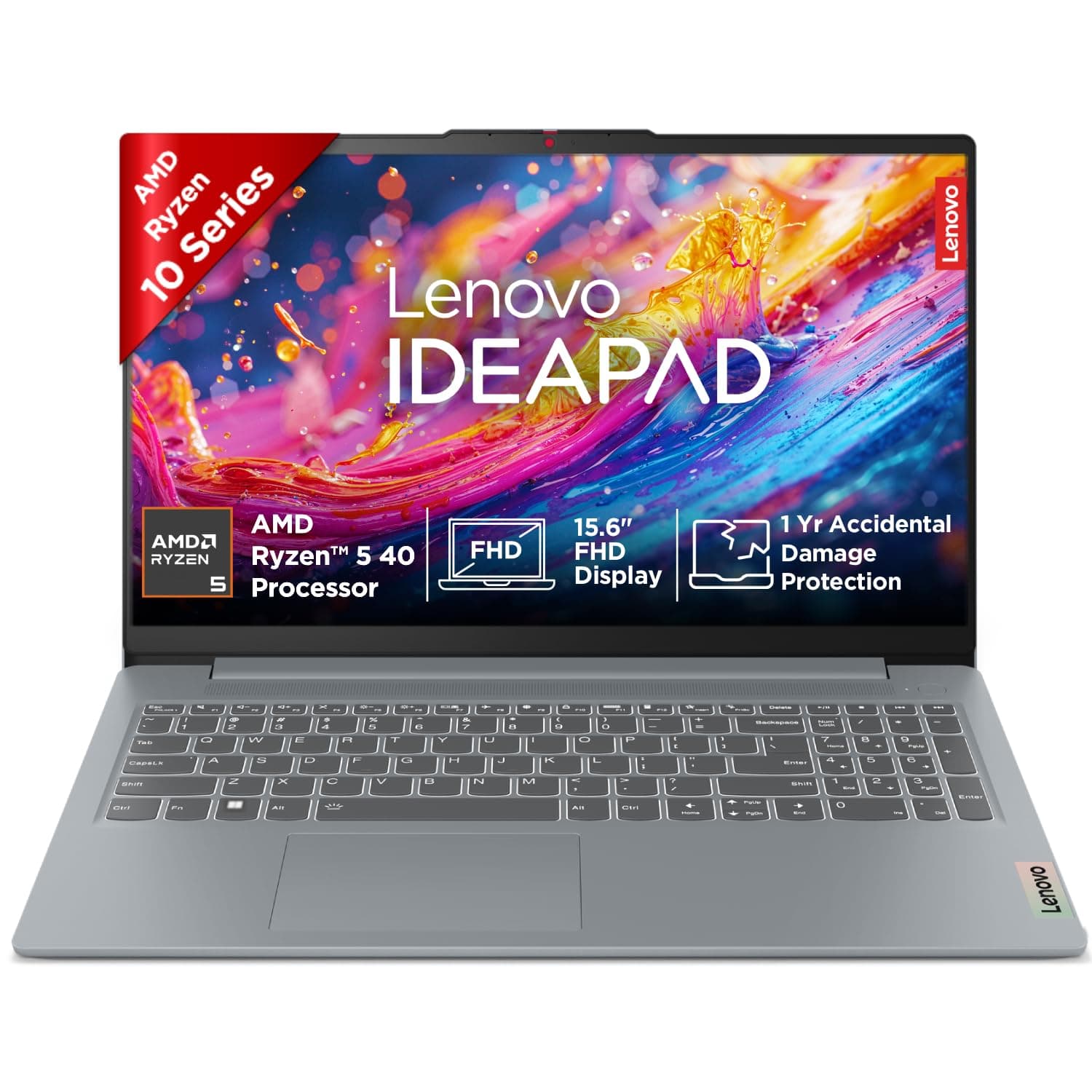 Lenovo IdeaPad Slim 3 AMD Ryzen 5 40 15.6" (39.6cm) FHD Thin and Light Laptop (16GB RAM/512GB SSD/Backlit Keyboard/Windows 11/Microsoft 365 Basic + Office 2024/Grey/1.6Kg), 82XQ01HQIN