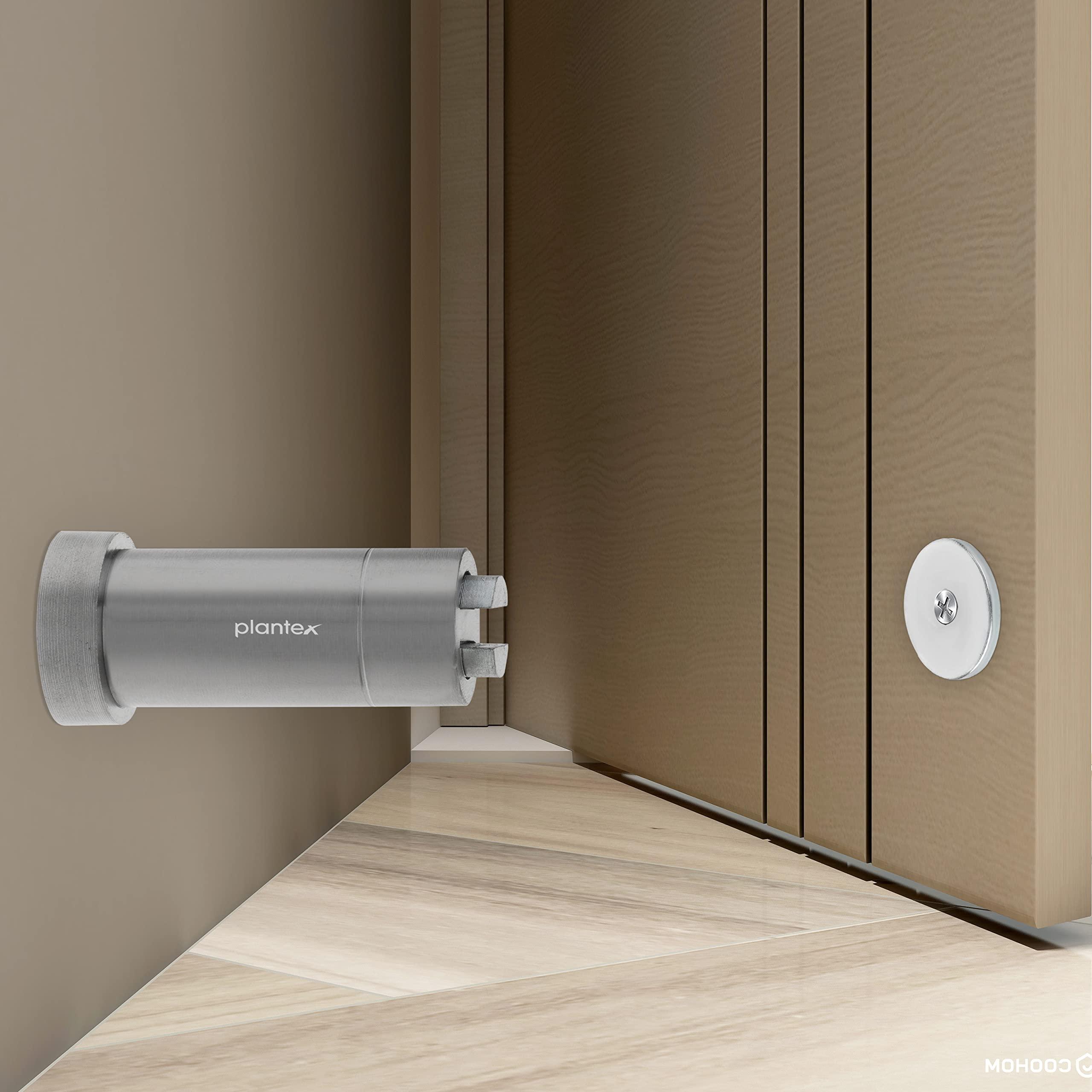 Plantex Stainless Steel Wall-Mounted Magnetic Door Stopper/Door Catcher for Wooden Door/Stops for Door - Pack of 1 (Matt)