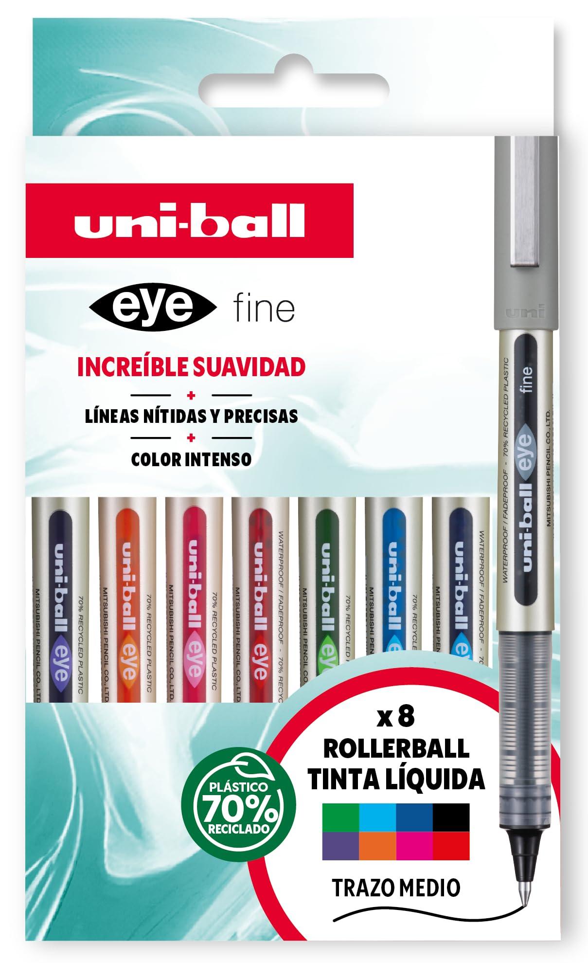 Uni-ball Liquid Ink Rollers Case UB-157 Assorted Colours 8 Units