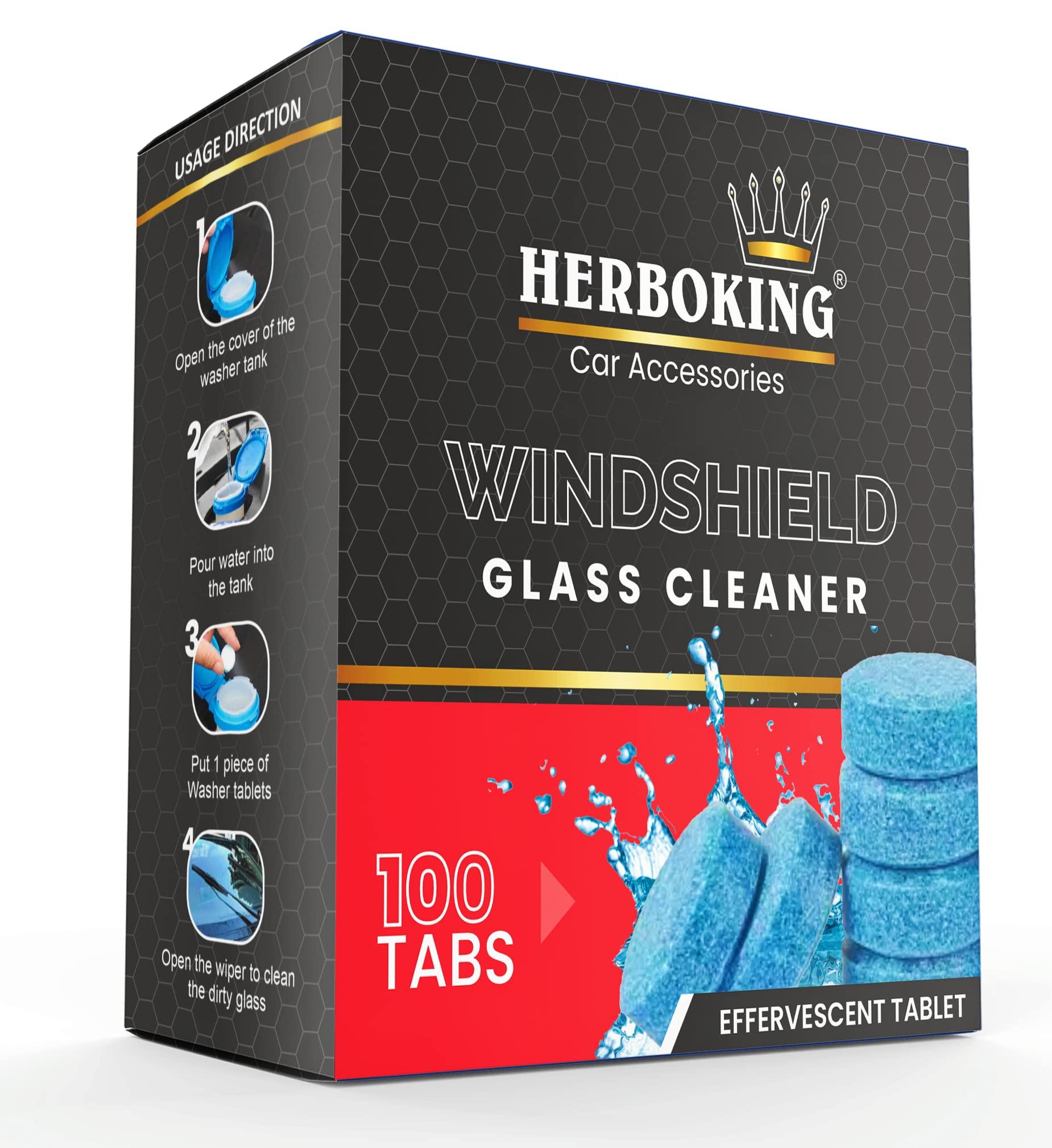 Car Windshield Glass Cleaner Tablets, Concentrated Effervescent Formula, Biodegradable & Phosphate-Free, Easy One-Tablet Mix, 50 pcs (50)