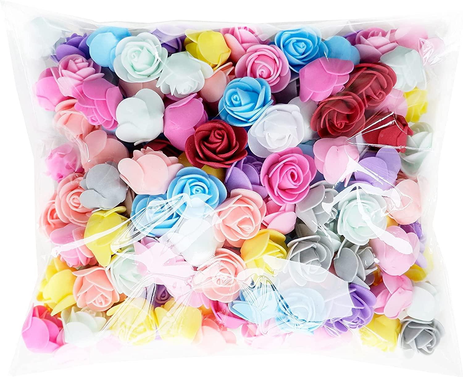 Improvhome 50 Pcs Small Artificial Foam Rose Flowers Head – Floral Heads for DIY Crafts, Pooja Thali, Wedding, Ganpati Decor, Festival, Mandap, Birthday & Home Decoration (Multi)