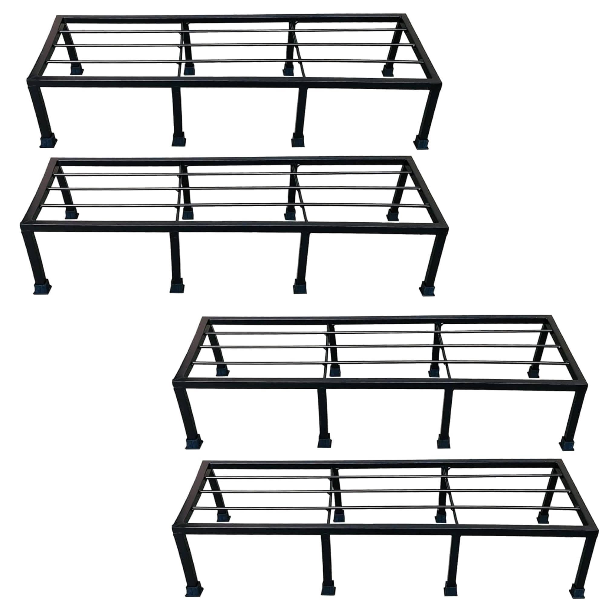 GADDA CO Plant Stands for Outdoor Balcony & Living Room Set of 4 | Anti-Rust Heavy Duty Plant Stand for Outdoor Balcony & Indoor Use |Flower Pot Stand for Garden Decoration | 60x22x11 cm | 250 KG Load Capacity