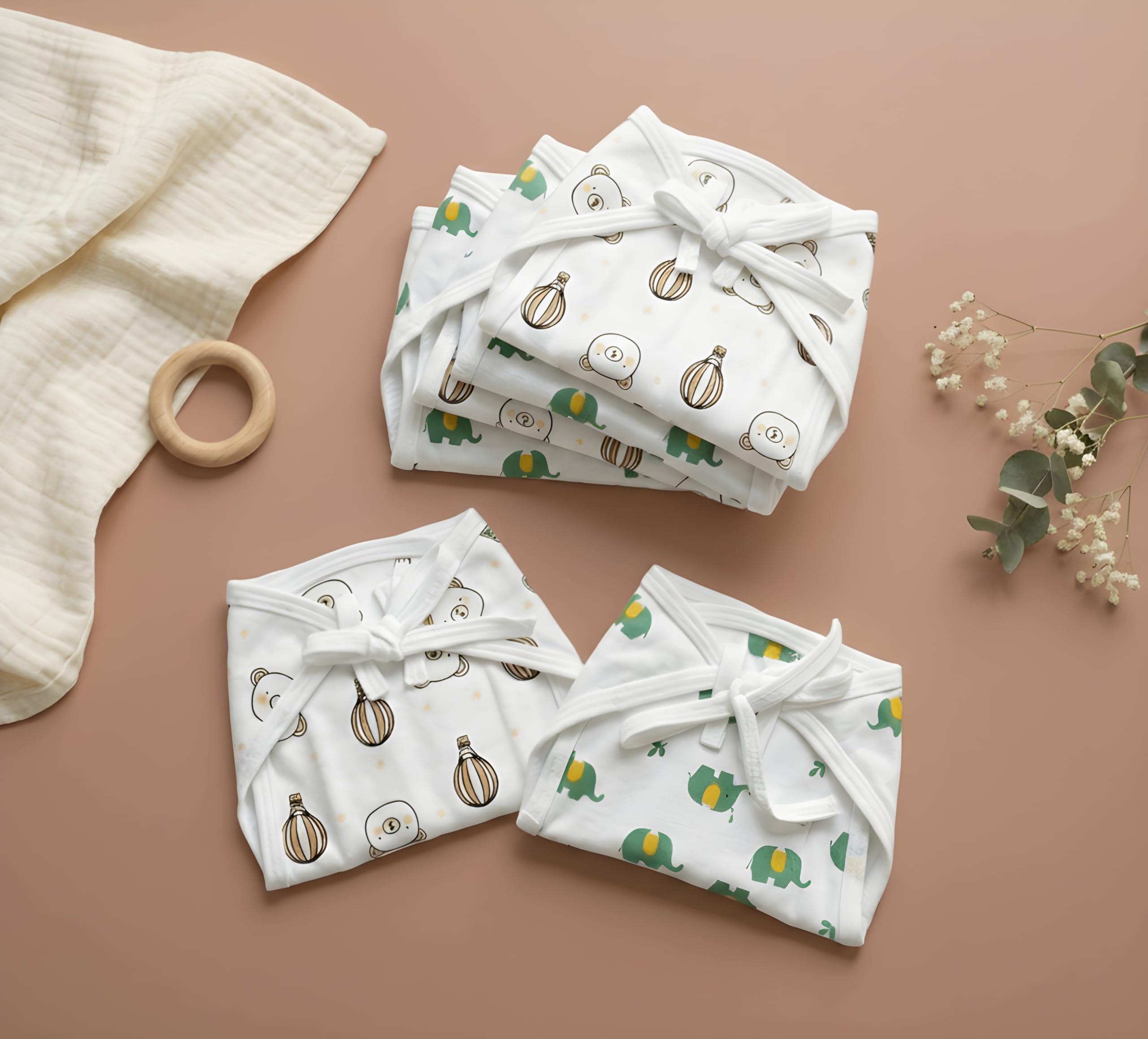 Blushbaby Pack of 6 - Pure Cotton Padded Nappy for Newborn Baby 0-3 Months | Double Layered, Extra Soft & Breathable Cotton Langot | Reusable & Washable Cotton Nappy for Baby Boy & Girl | Newborn Baby Essentials