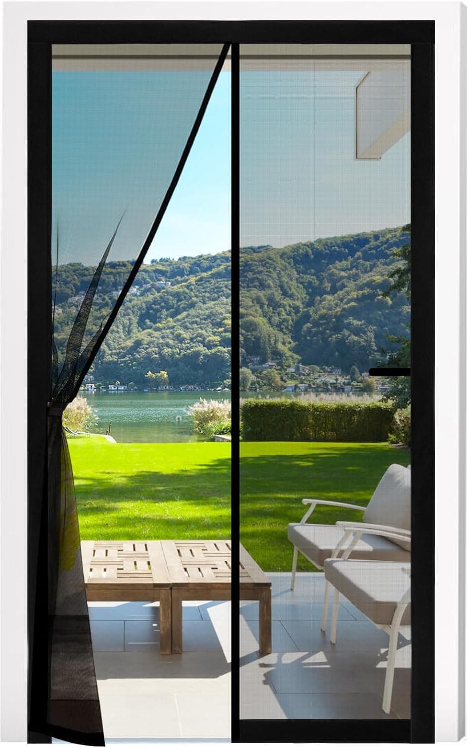 Magnetic Mosquito Screen Door Net Curtain with Magnets Reinforced Polyester Curtain Back Door Mesh with All in One Insect Control | Insect Repellent Size 7 feet Black Color