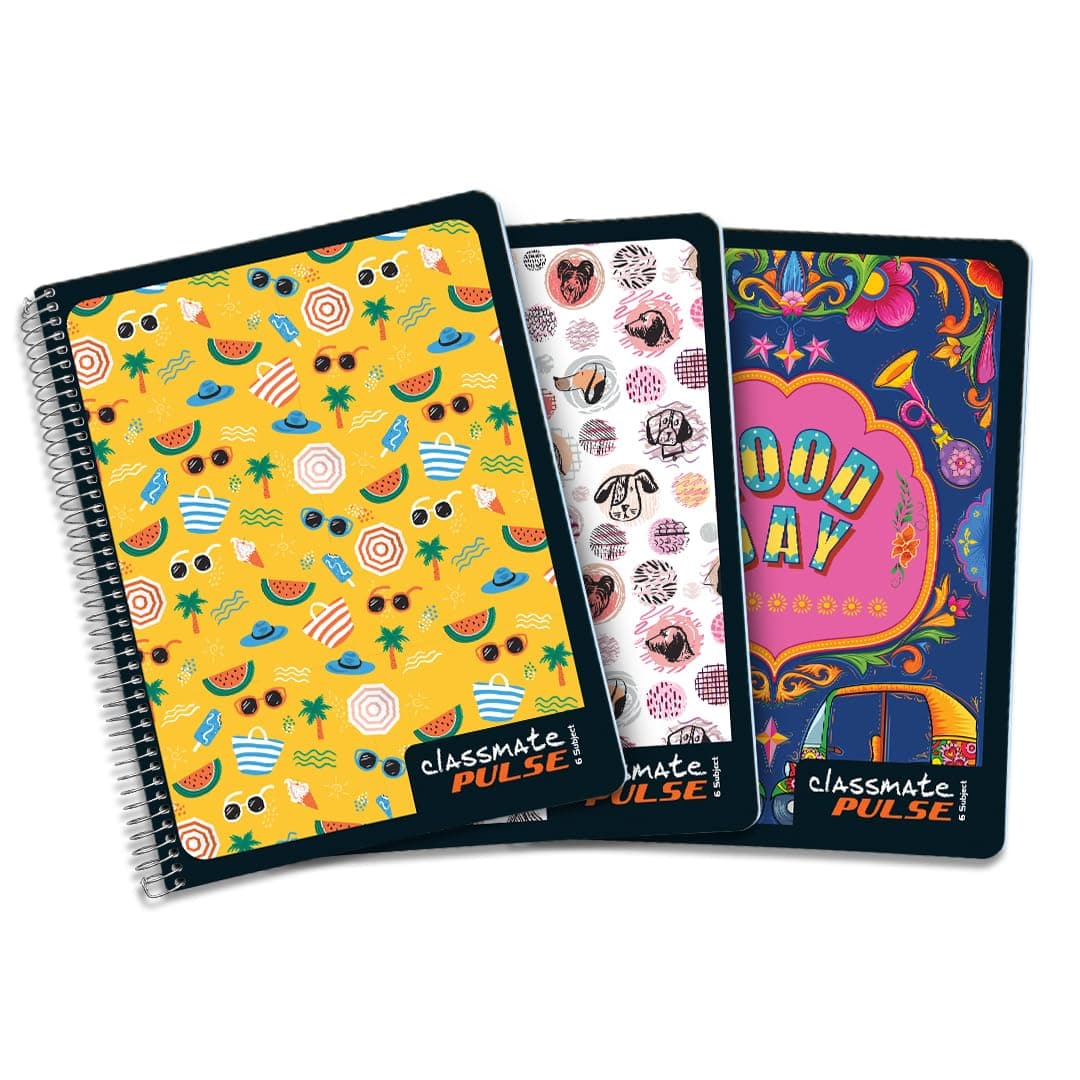 Classmate Pulse Notebook - 240 X 180, 300 Pages, Single Line, Wiro Binding, Pack of 3