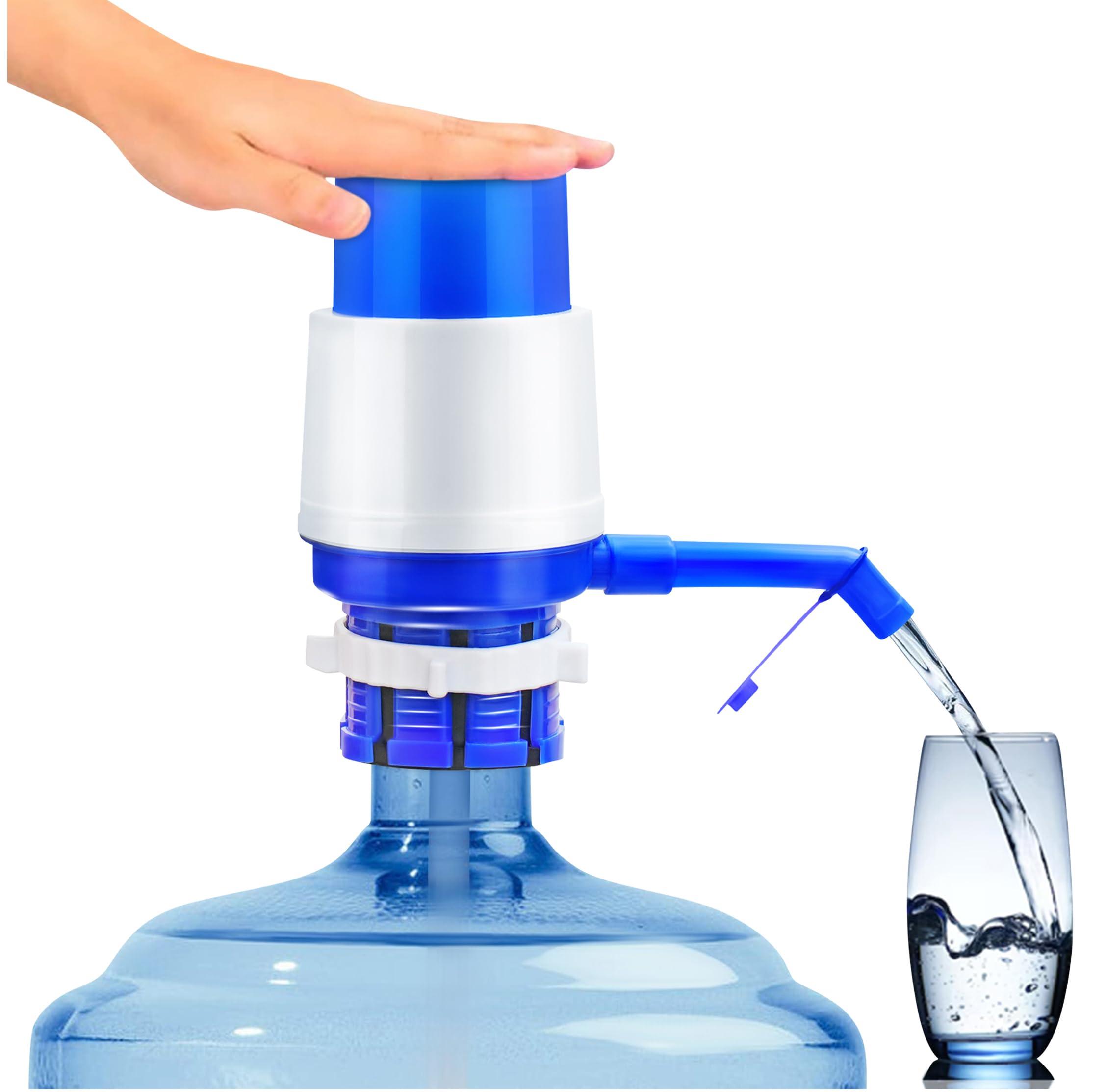HUILE Manual Water Dispenser Pump For 20 Liter Bottle Can Easy Portable Hand Press Dispenser Pump For Universal 2-5 Gallon Bottle Can (Pack Of 1), Blue