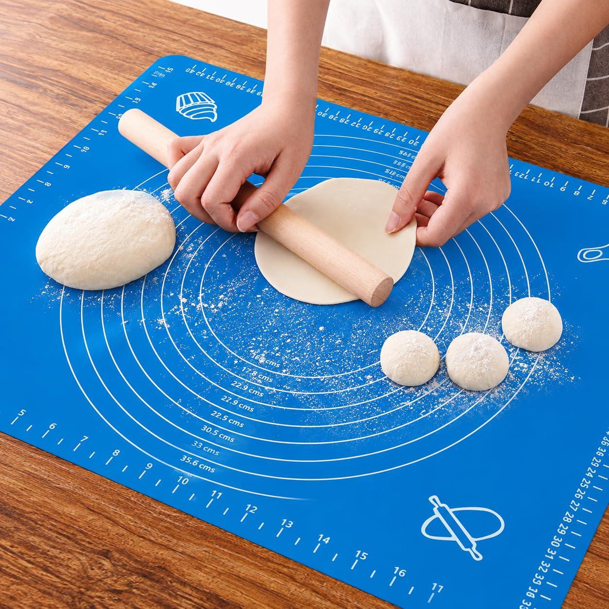RUCON® Silicone Baking Mat Roti mat for Kitchen Chapati matAtta Kneading Mat Non Stick Fondant Dough Rolling mat Cake Pad Cooking (50 * 40 cm Blue)