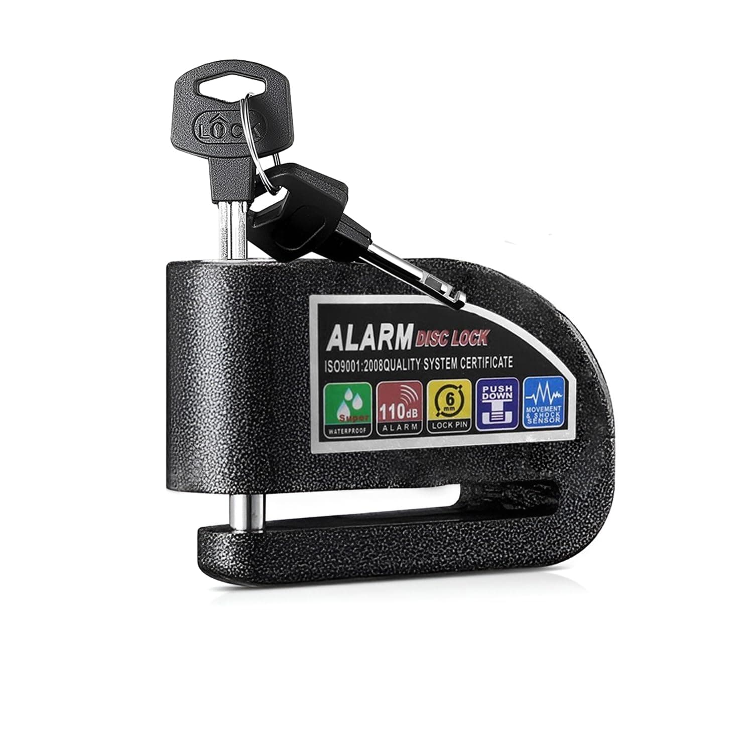 AVIGEAR® Securo Aluminium Bike Disc Lock with 110dB Anti-Theft Alarm, Waterproof Rust-Resistant, Heavy Duty Disc Brake Lock for Motorcycle Scooter, Shock Sensor Security, Strong Finish Polished Black