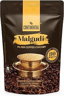 Continental Malgudi Filter Coffee Powder | 500gm Pouch | 80% Coffee - 20% Chicory | Traditional South Indian | Roasted Ground| Smooth Flavour and Rich Aroma |