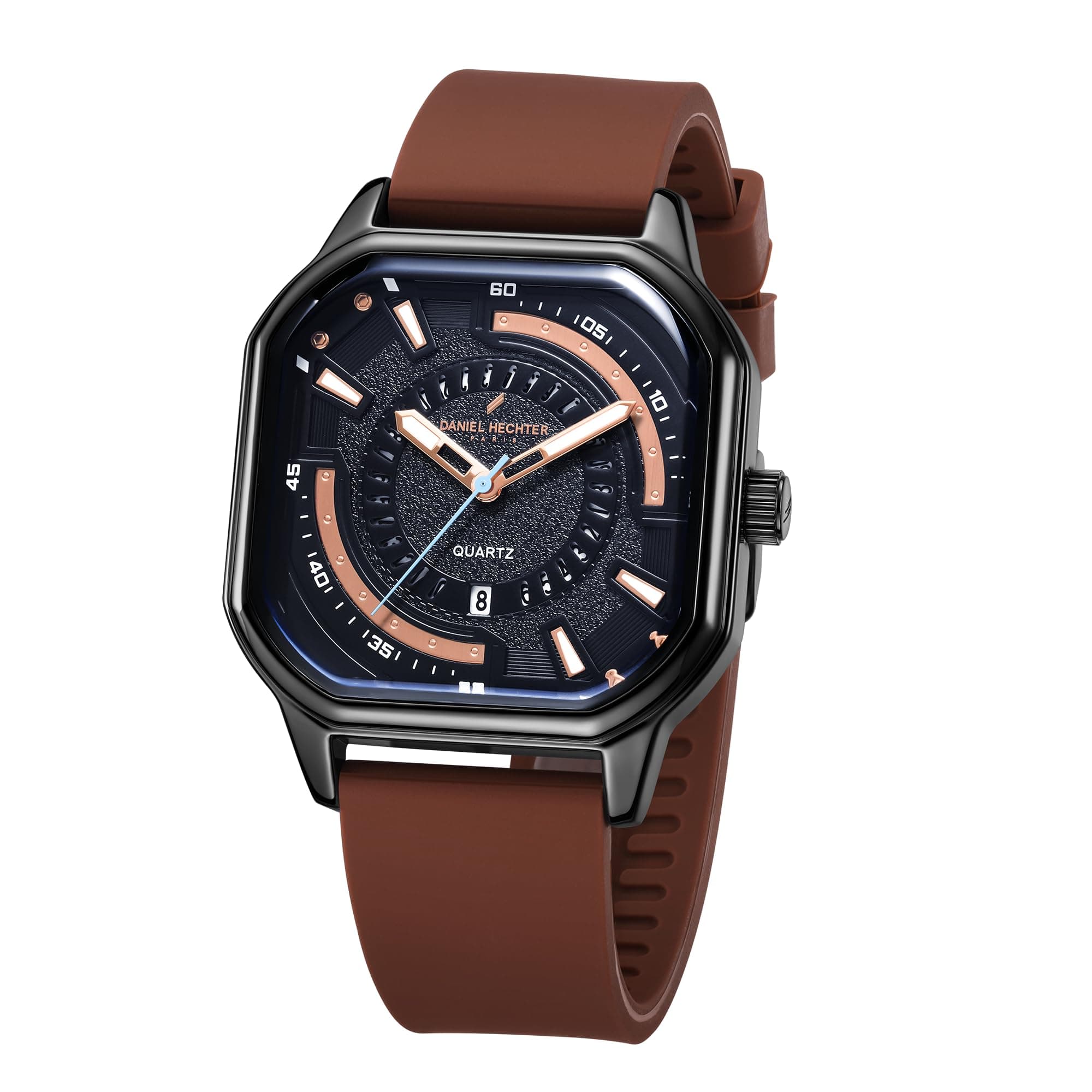 Daniel Hechter Modern Analog Watch for Men with Octagon dial and Silicon Band