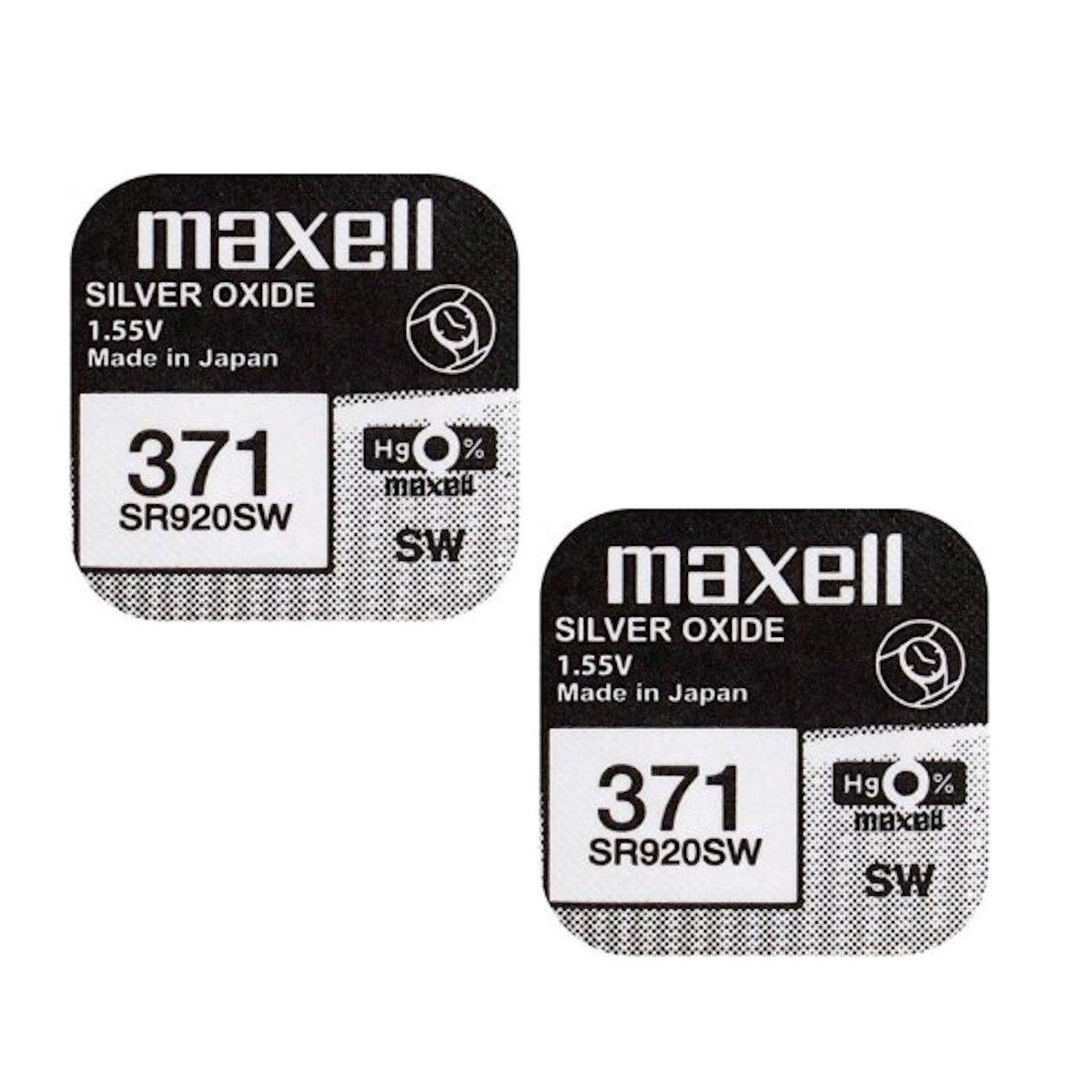 Maxell 371 SR920SW Silver Oxide 0% Mercury Watch Batteries Made in Japan [Pack of 2]