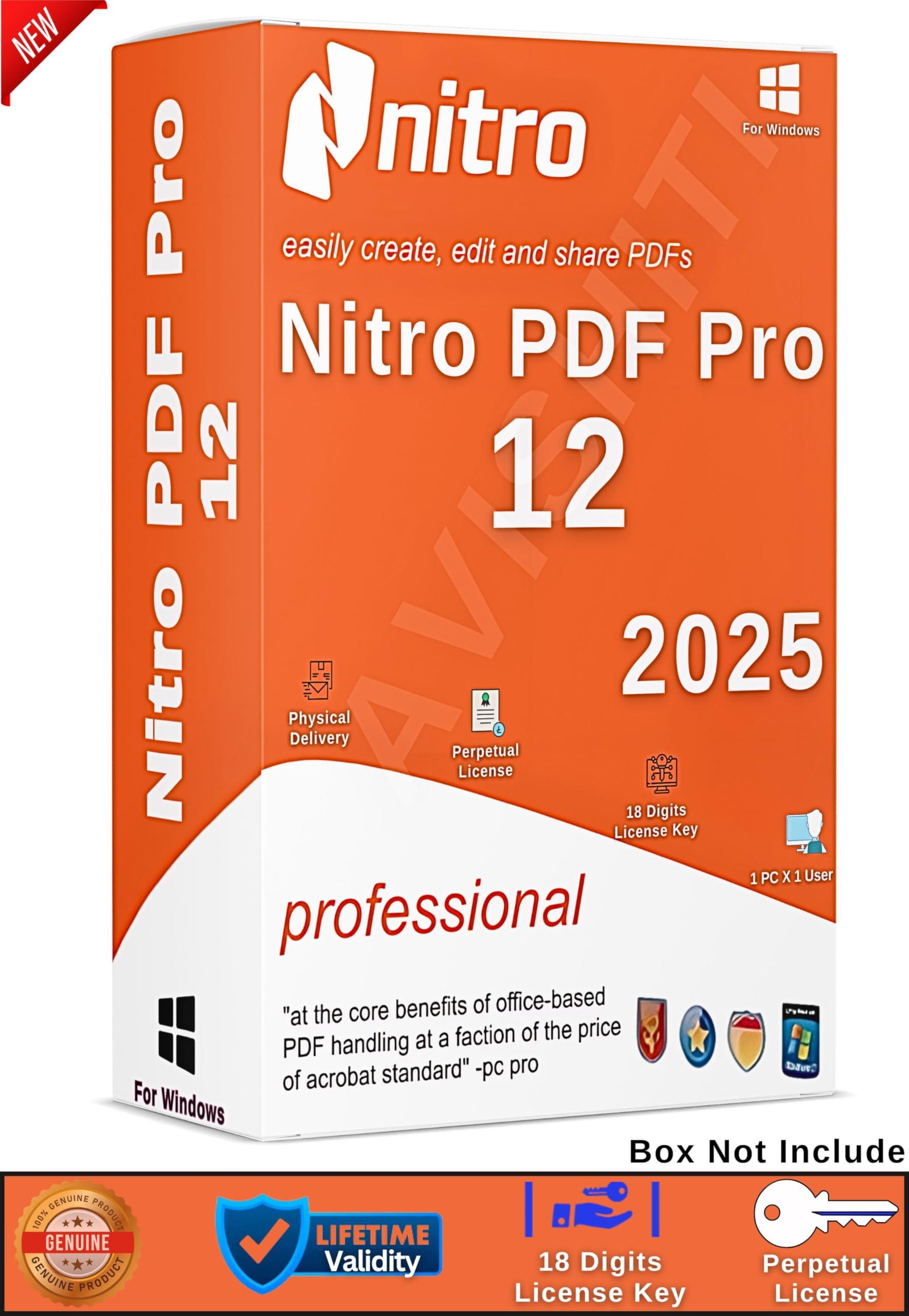 Nitro PDF Pro 12 | Latest 2025 Edition v12 | All-In-One PDF Editor | All PDF Solutions | Lifetime Validity | 1 X 1 PC | For Windows