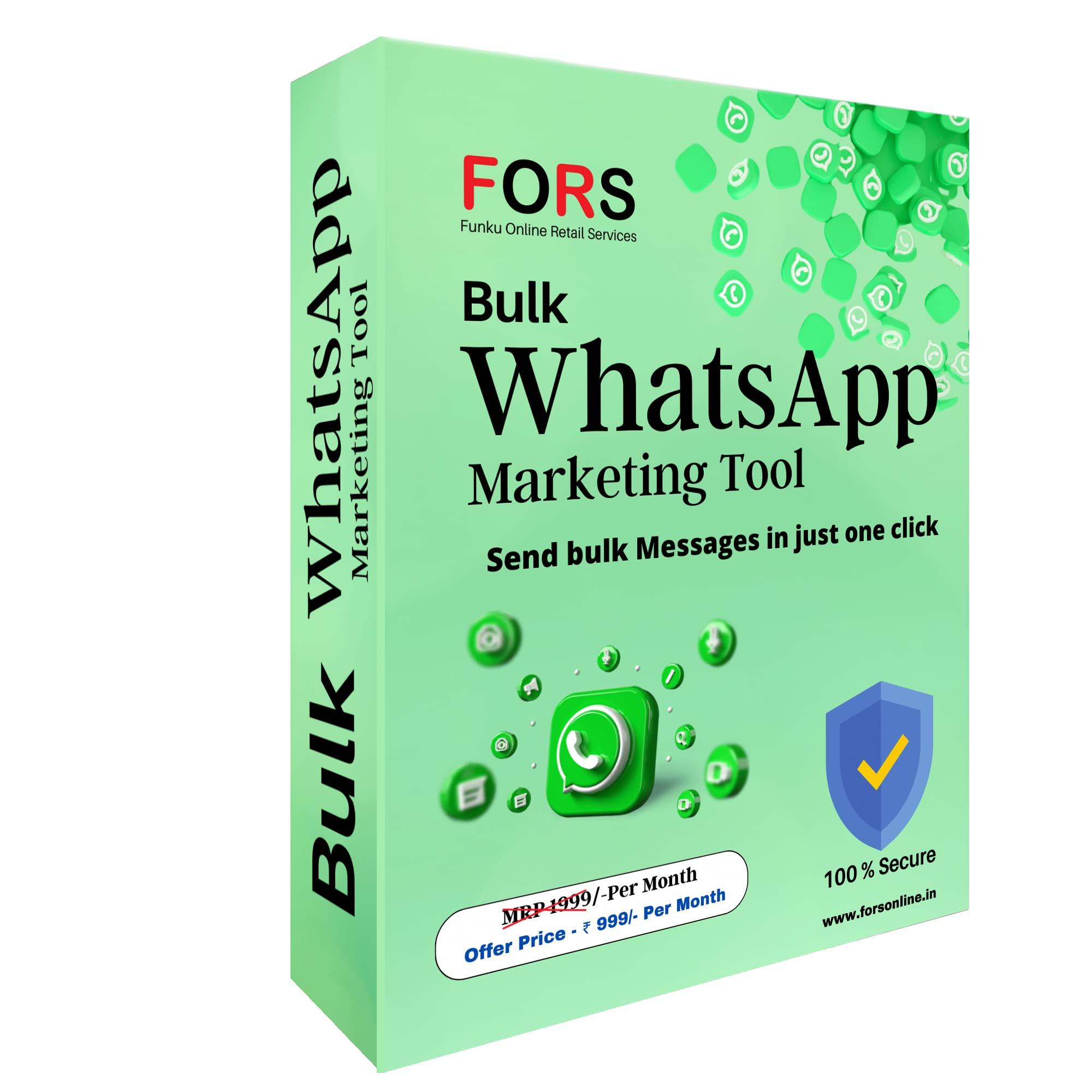 Funku Fashion FORS Whatsapp Bulk Messaging Tool WA Bulk Whats App Sender - Send Video, Images, Documents In Bulk, 1 Month Subscription