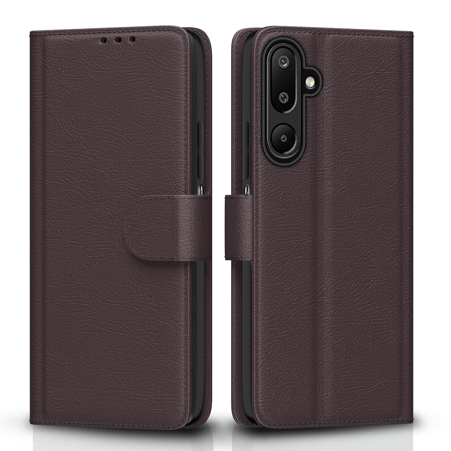 Pikkme Flip Cover for Samsung Galaxy M16 5G Leather Finish | Inside TPU with Card Pockets | Wallet Stand and Shock Proof | Complete Protection Flip Case(Coffee)