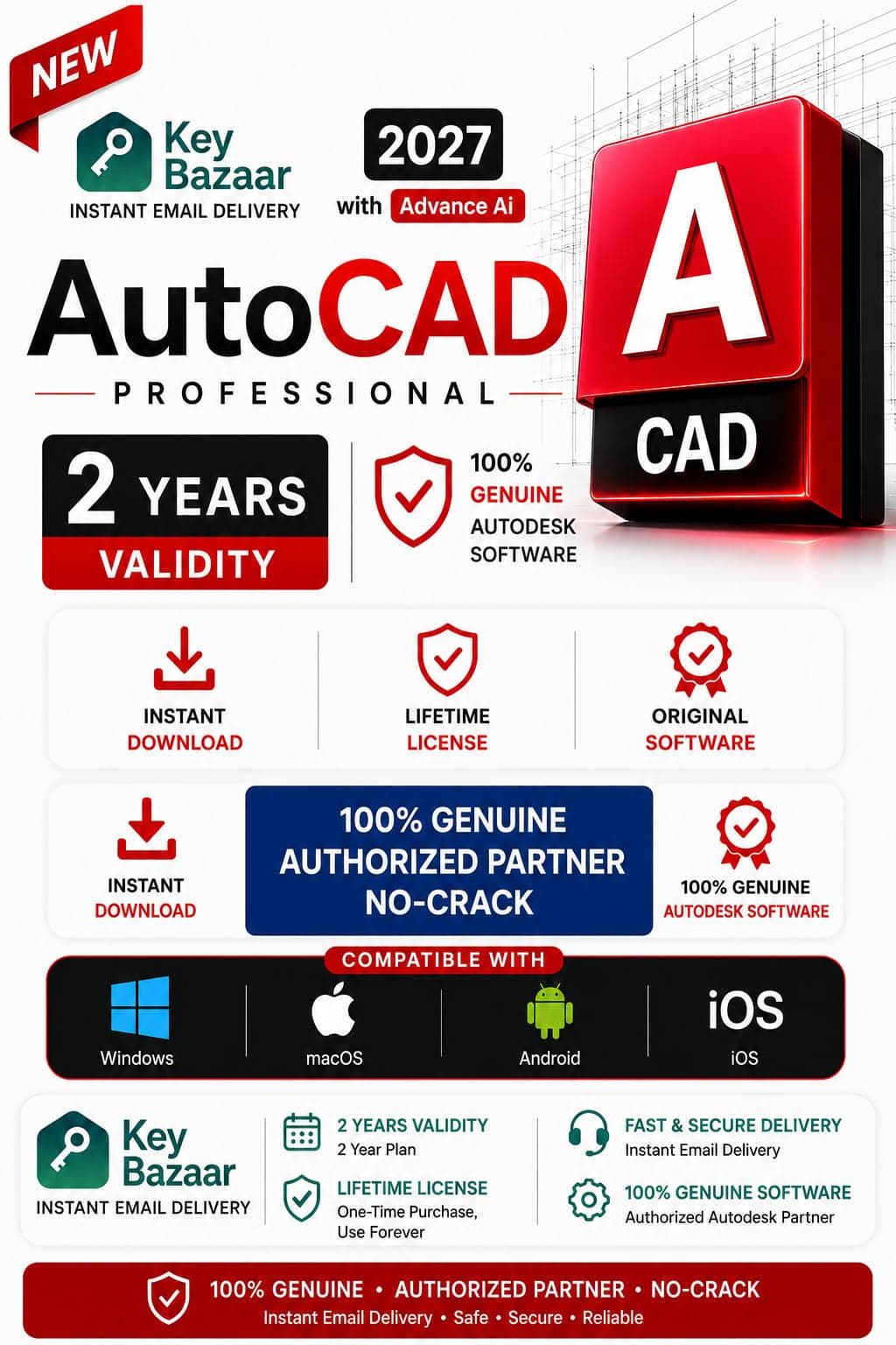 AutoCAD Education Advanced Drafting and Engineering Design Software, 2026 Edition, AI-Powered Features, Digital Activation, for Windows and macOS, Supports usage on up to 5 devices (2 Years, PC-Mac)